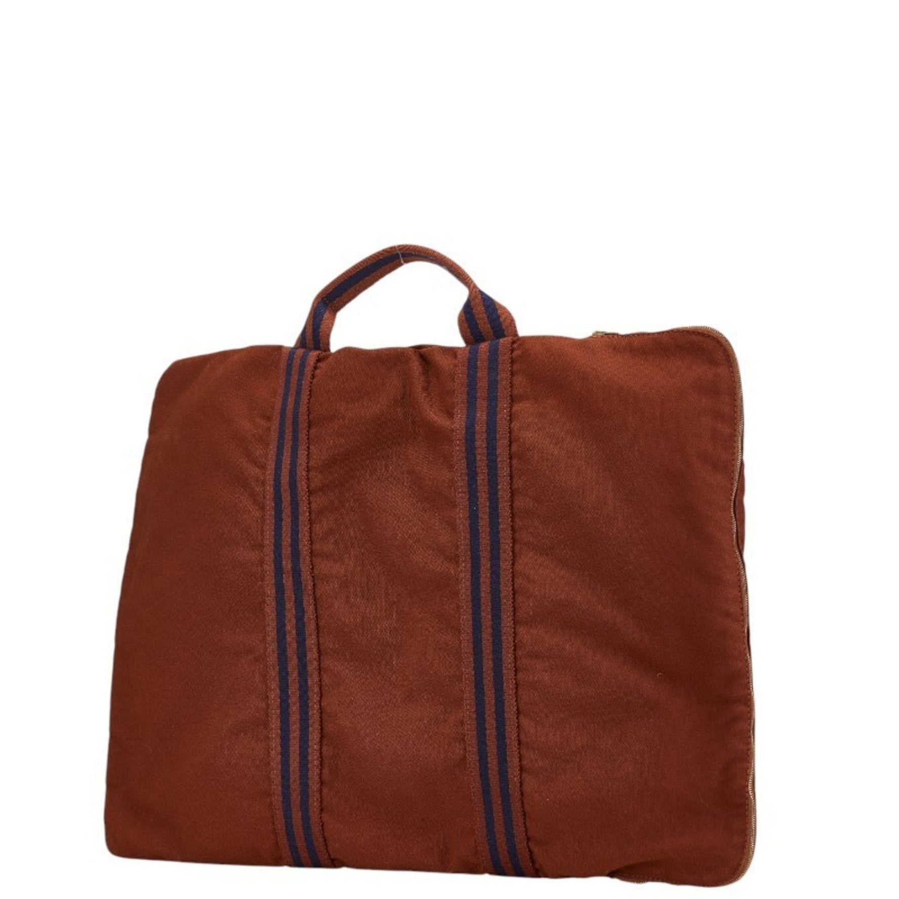 Hermes Foultou Porto-Document Bag Document Case Brown Navy Canvas Women's HERMES