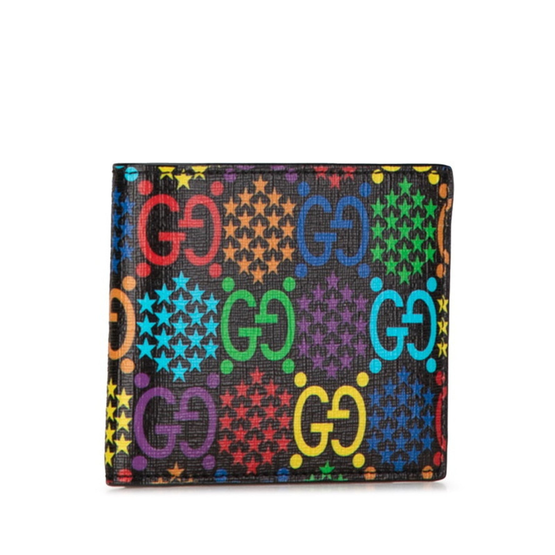 Gucci GG Psychedelic Bi-fold Wallet Black Multicolor PVC Women's GUCCI