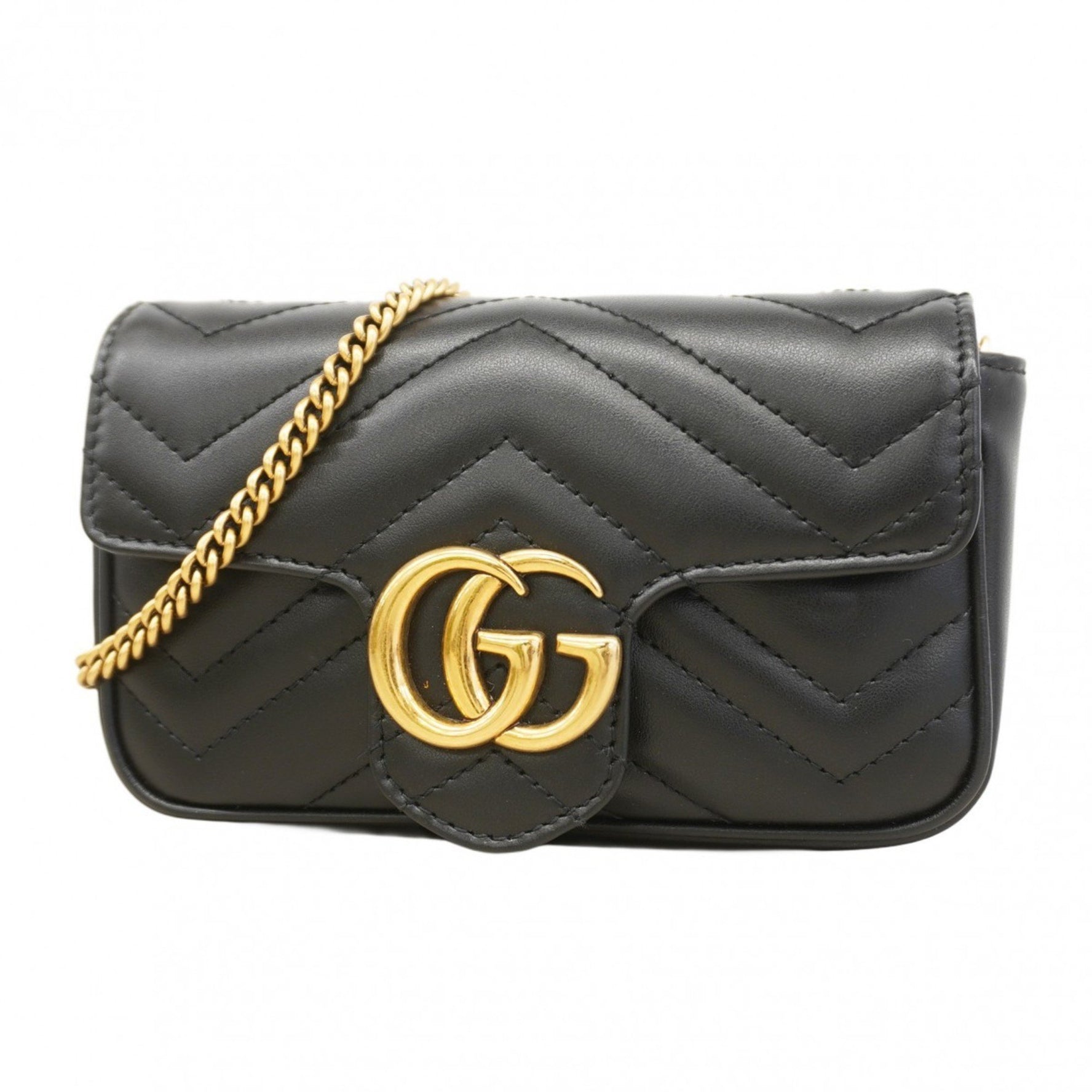 Gucci GG Marmont Super Shoulder Bag Leather Black Women's