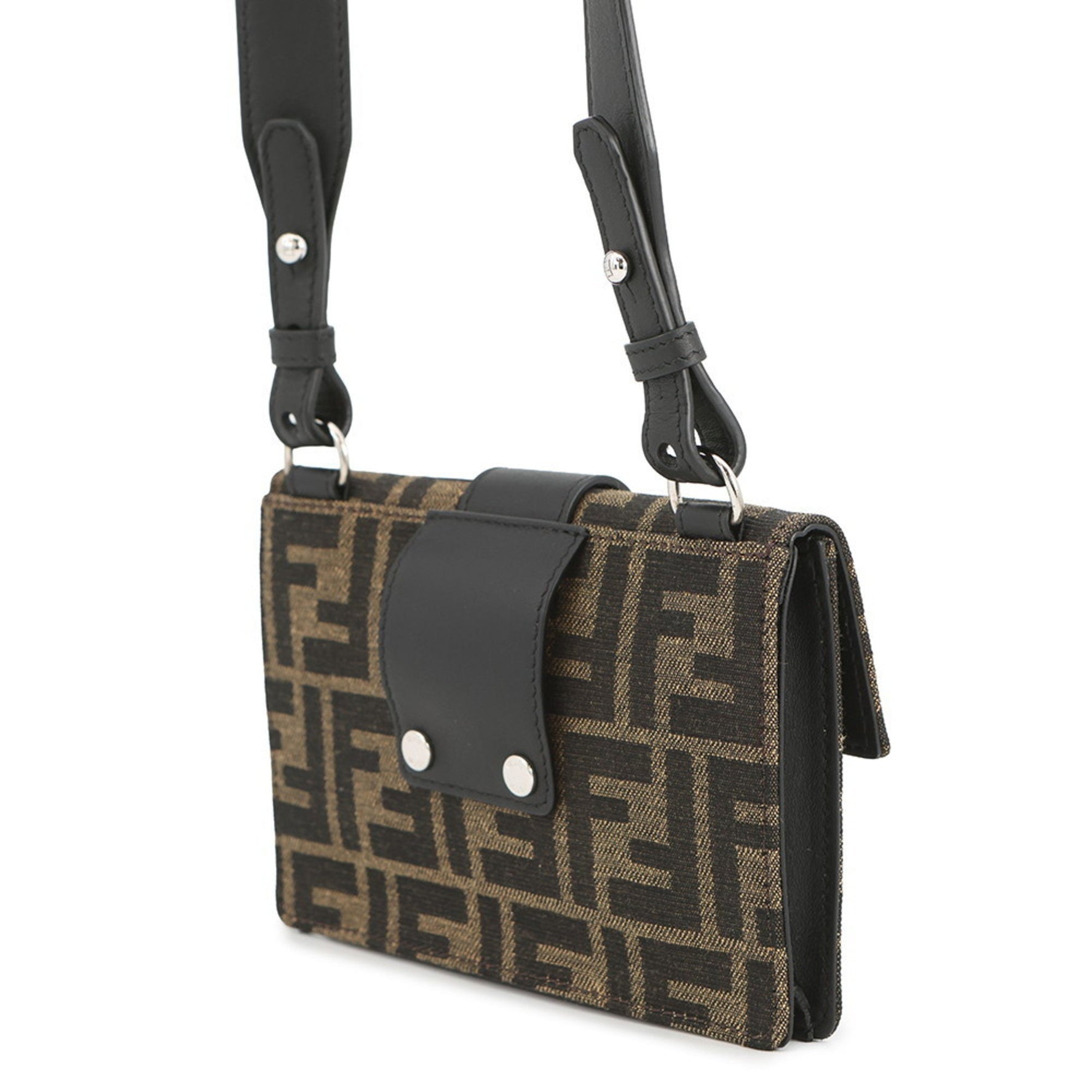FENDI Baguette Shoulder Bag in Zucca Pattern Canvas