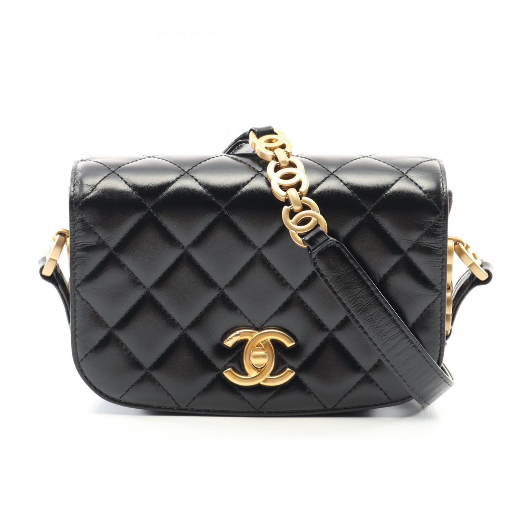 CHANEL Matelasse Shoulder Bag Leather Suede Women's Black