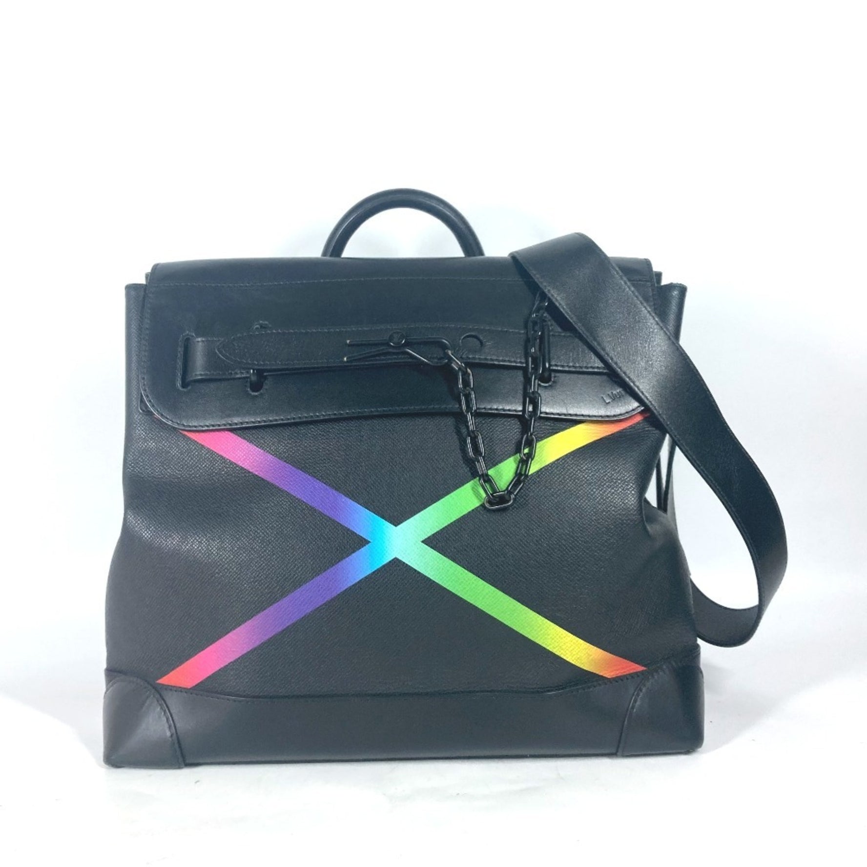 Louis Vuitton Taiga Rainbow Steamer PM Bag Shoulder Chain Handbag Leather
