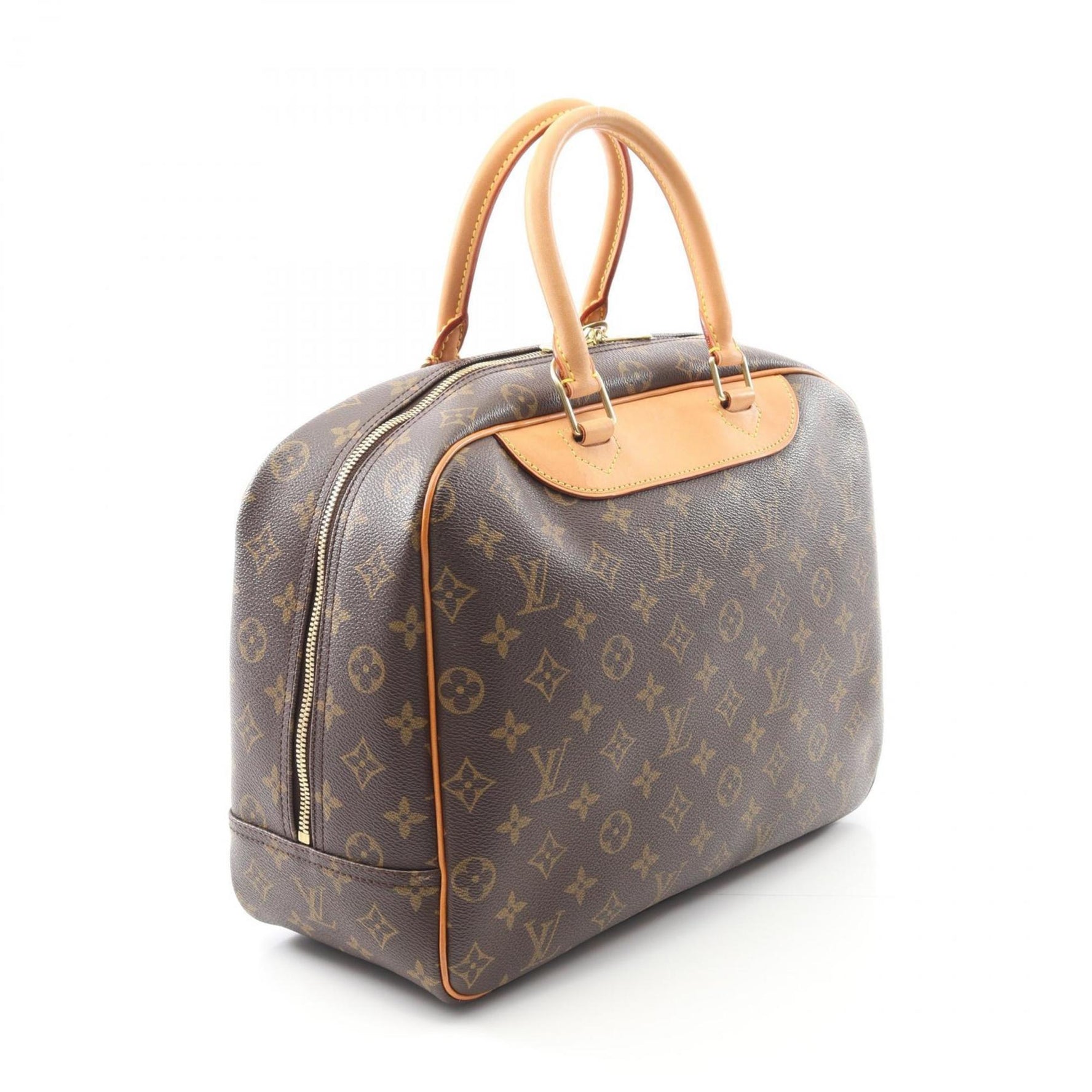 Louis Vuitton Deauville Bowling Vanity Handbag in Coated Canvas and Leather with Monogram Design, Brown