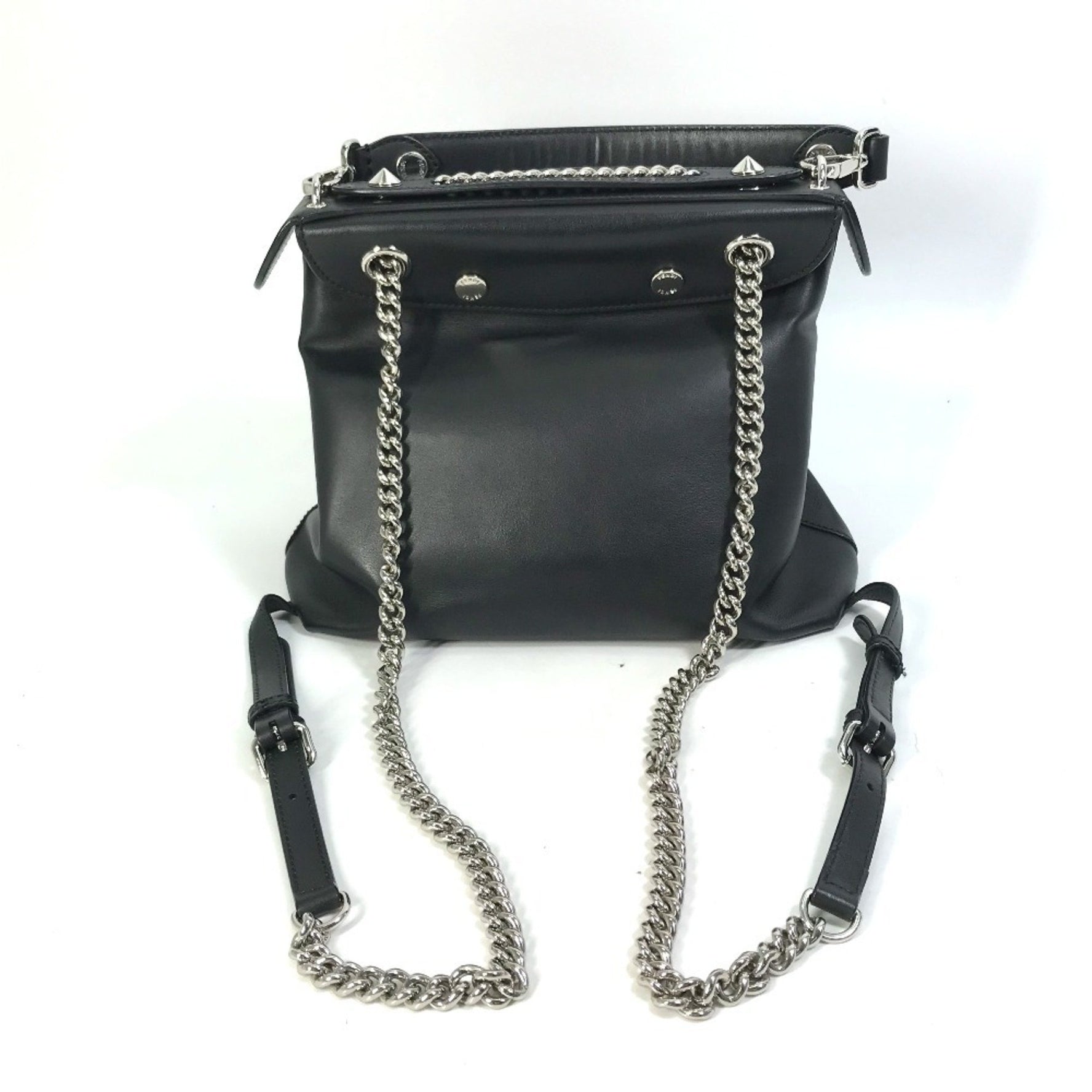 FENDI Toe School Handbag Chain Backpack Leather