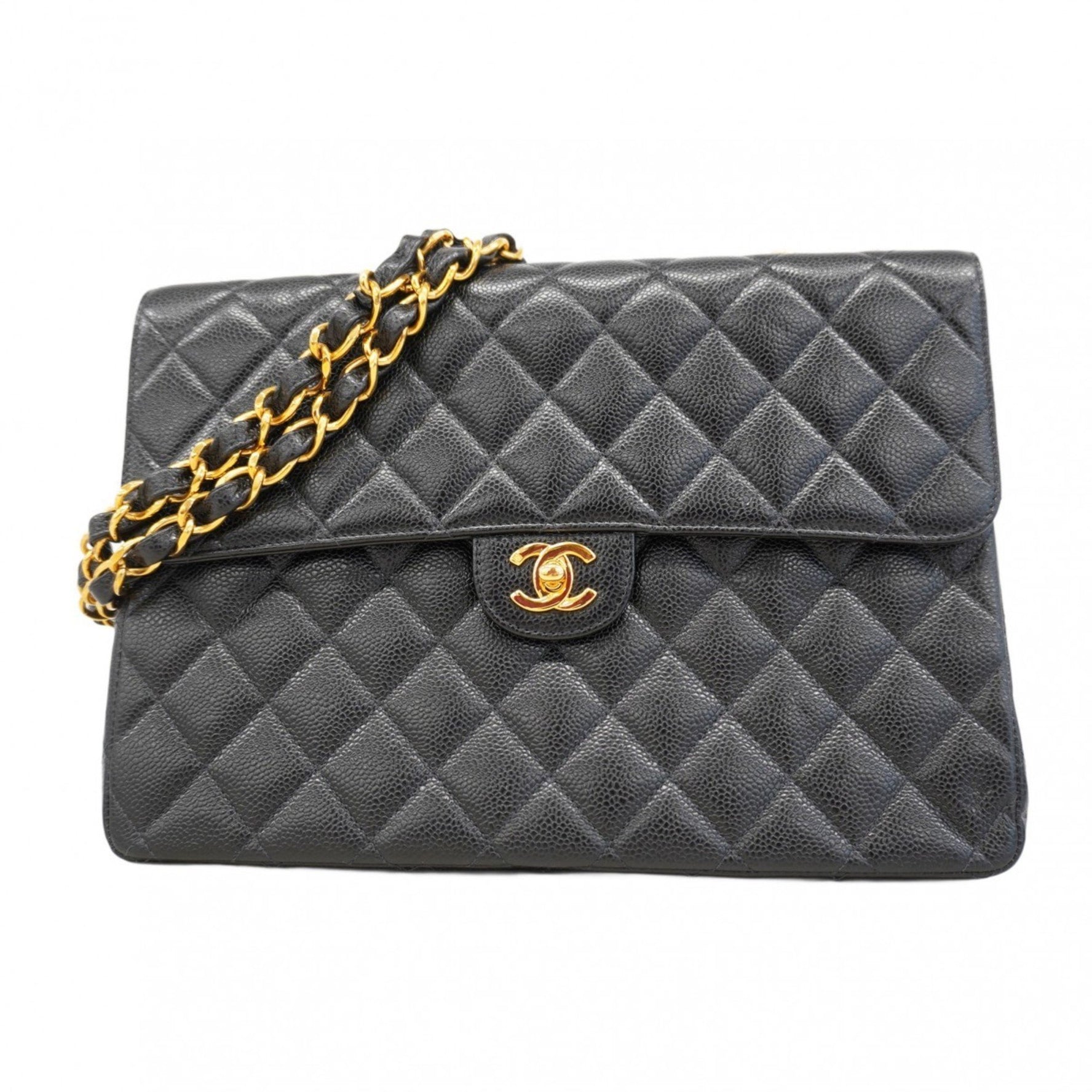 Chanel Shoulder Bag, Large Matelasse, Double Chain, Caviar Skin