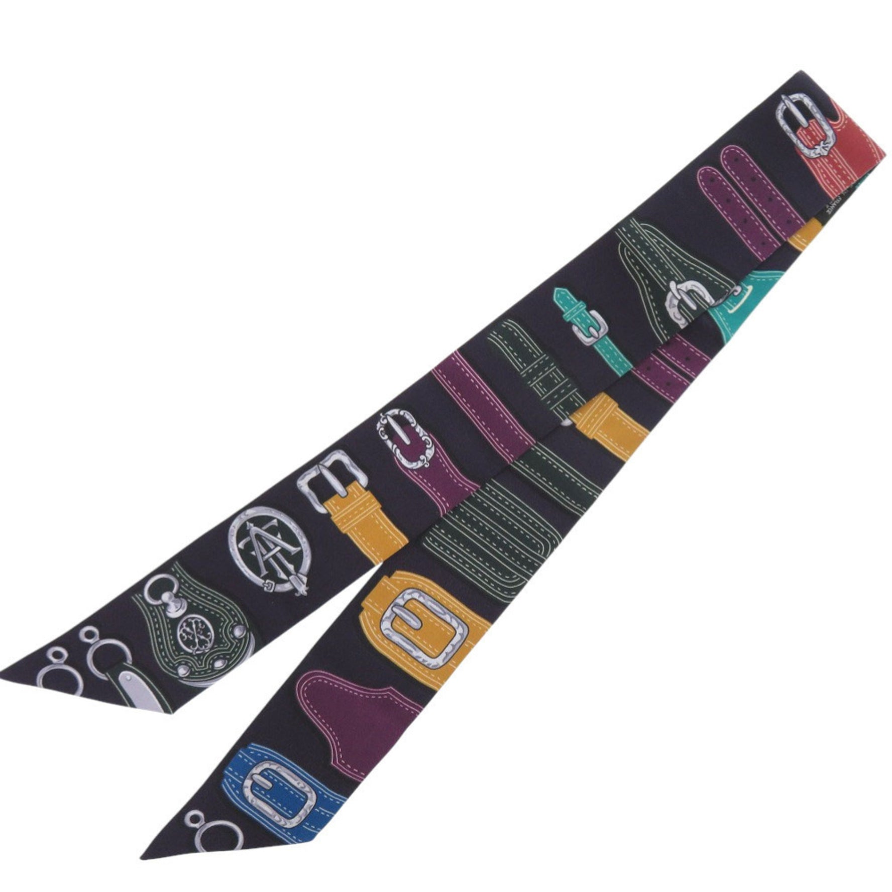 Hermès Twilly Presidential Horse Harness HARNAIS DES PRESIDENTS Silk Aubergine Vert Mille Scarf Muffler 0195 HERMES