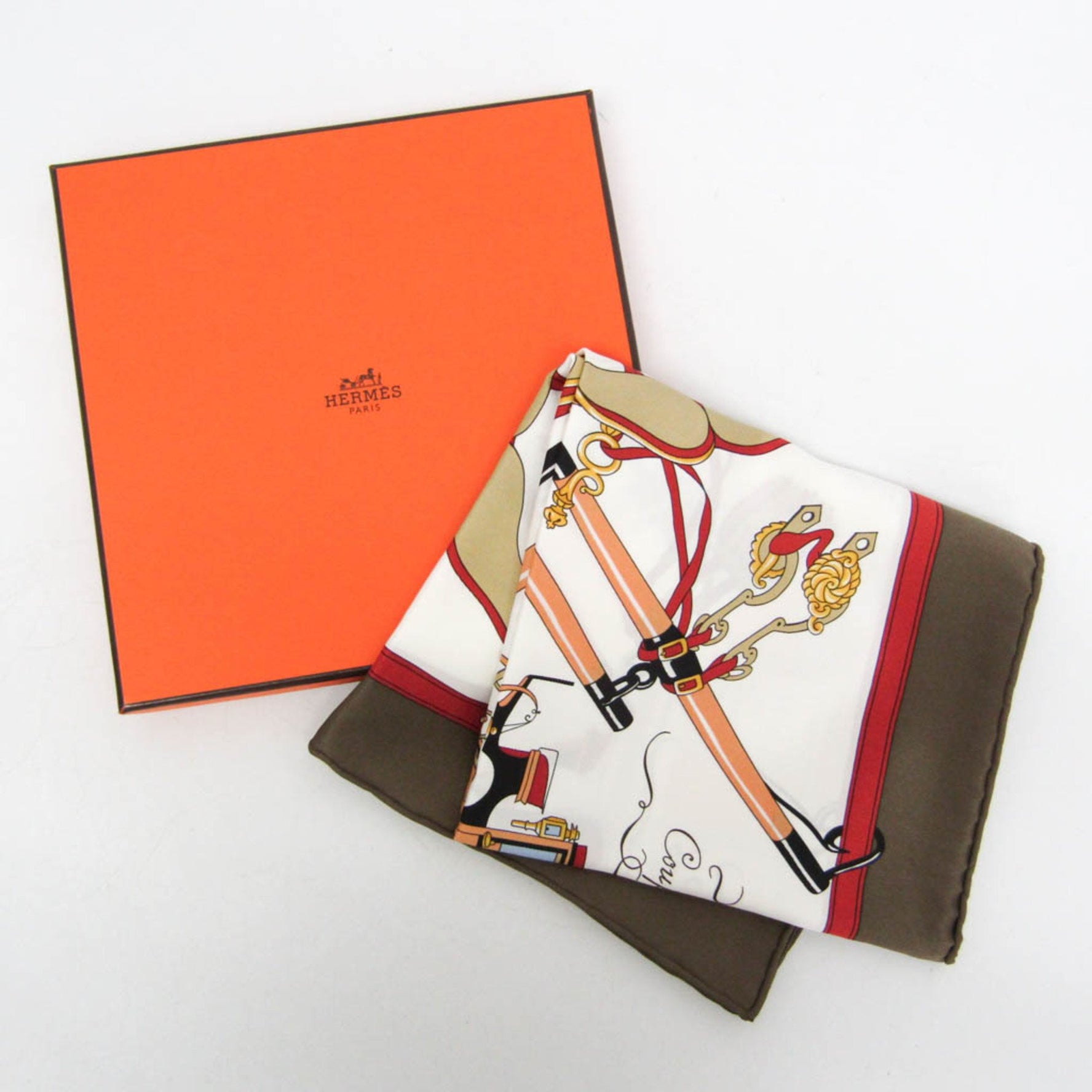 Hermes Carre 70 Palonnier Silk Scarf Beige,White,Yellow