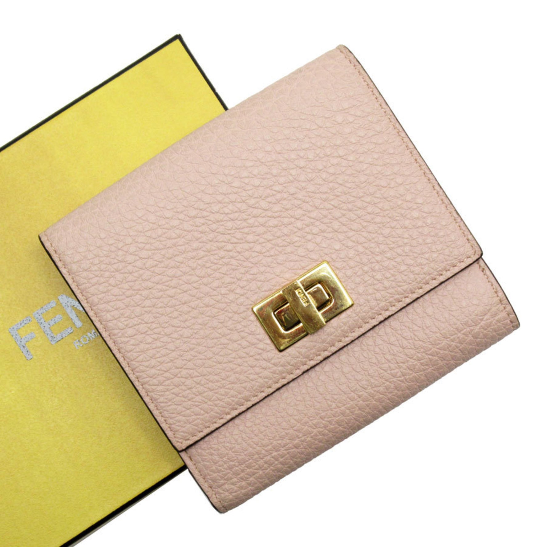 FENDI Bi-fold wallet Leather Light pink Men's