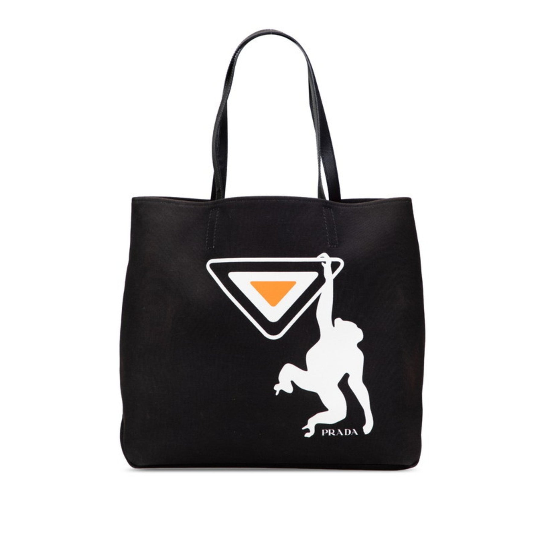 Prada Monkey Tote Bag in Black, White, and Orange Canvas Leather