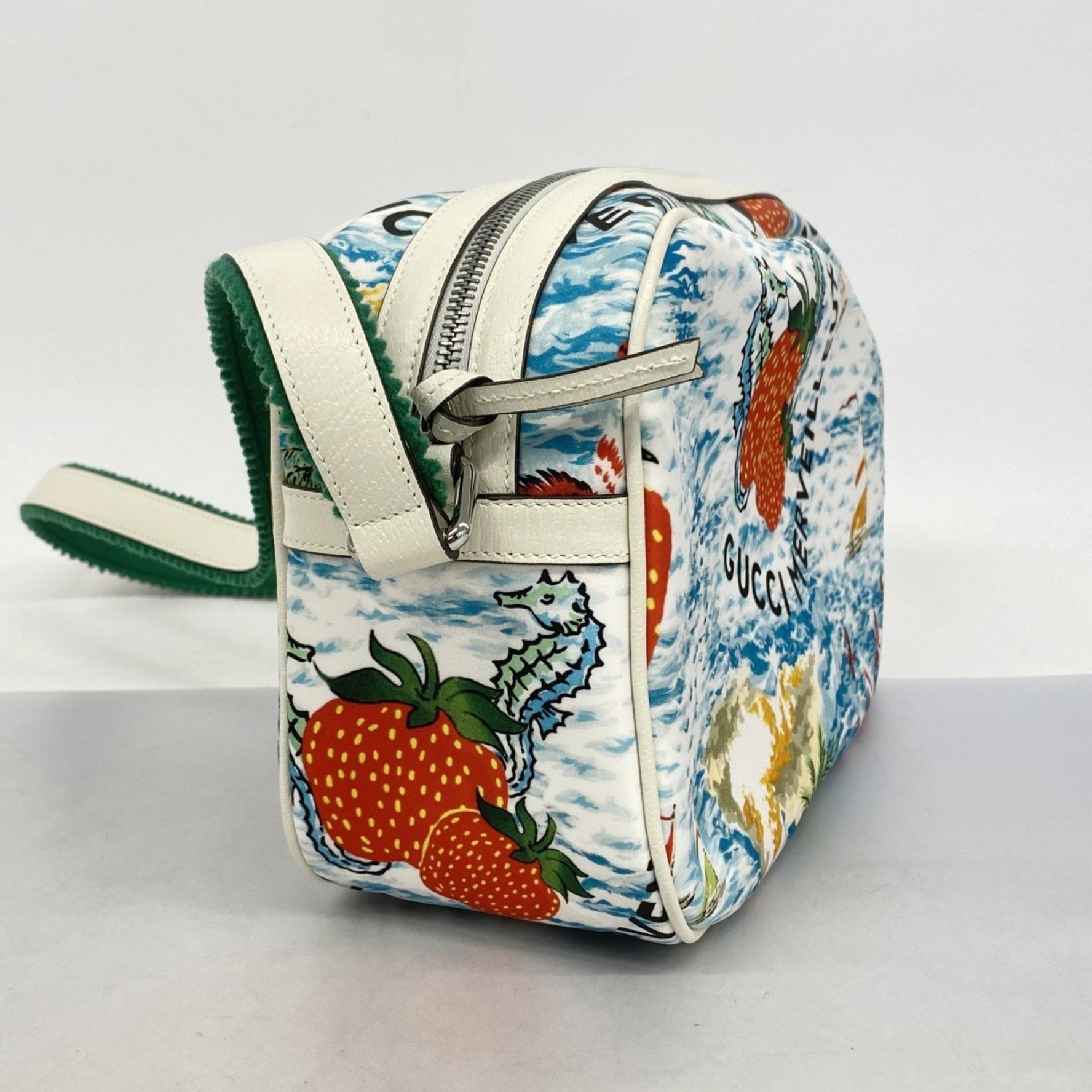 Gucci Shoulder Bag Strawberry Nylon Ivory Multicolor