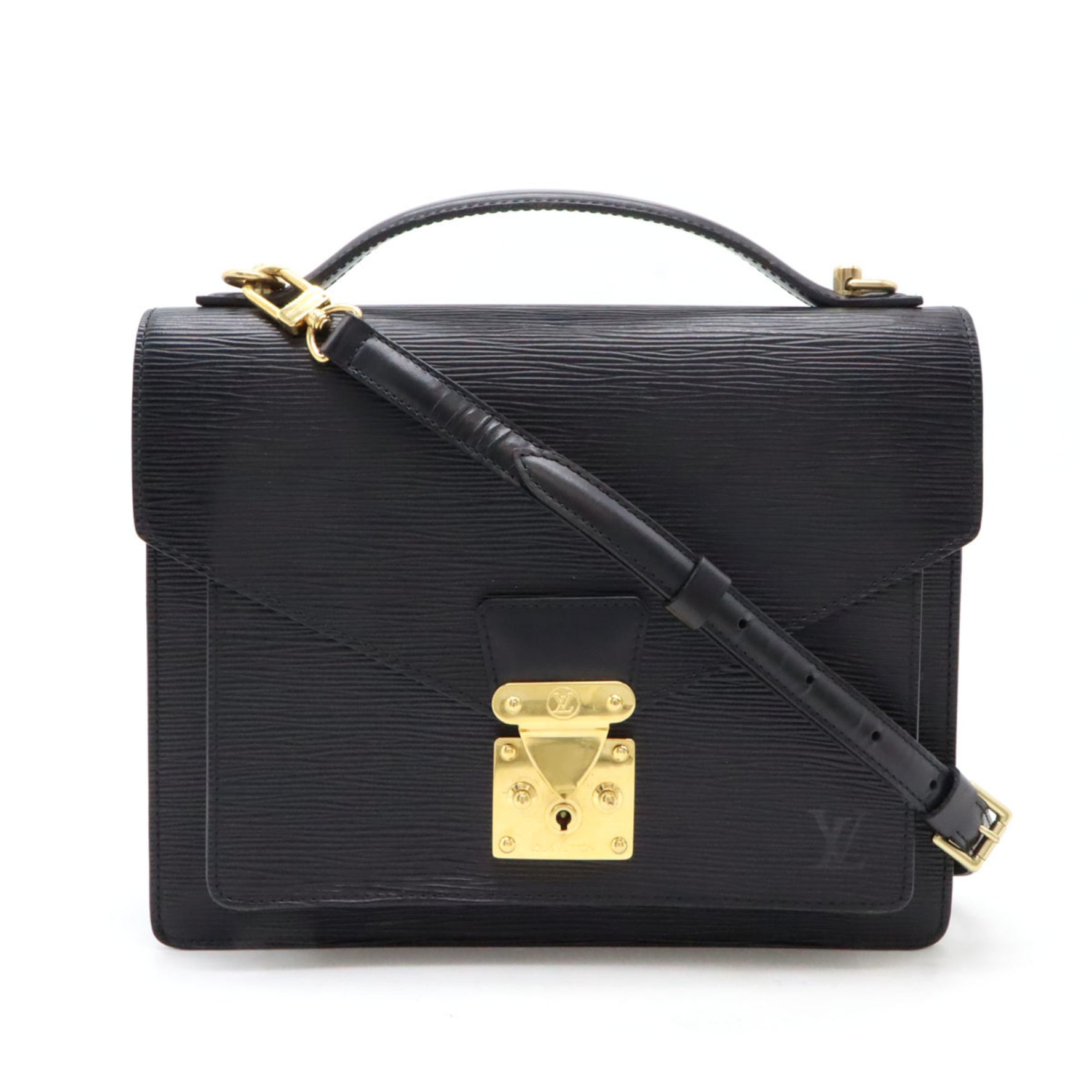 LOUIS VUITTON Epi Monceau Second Bag Handbag Shoulder Noir Black Key Missing M52122