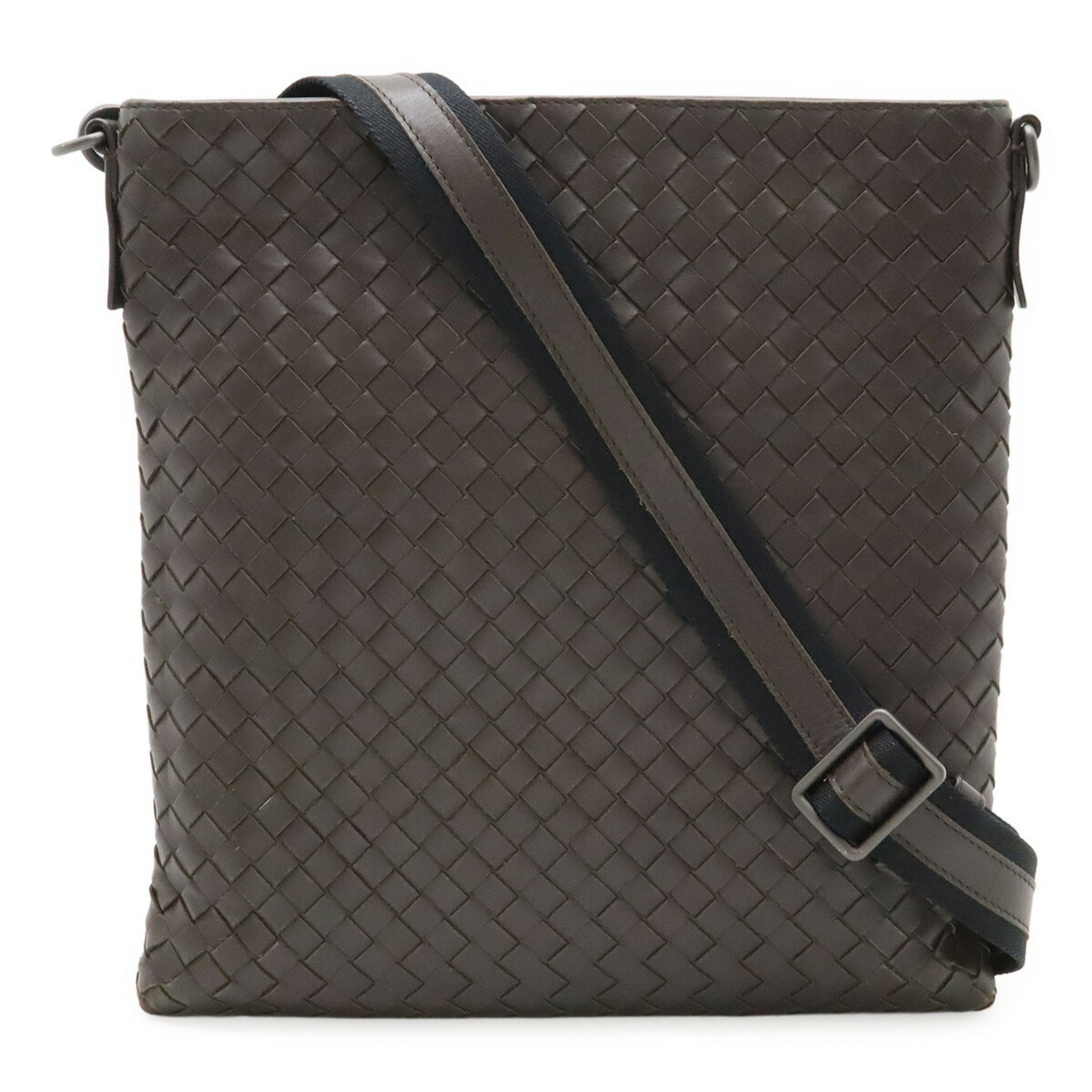 BOTTEGA VENETA Intrecciato Shoulder Bag in Dark Brown Leather (Product Code: