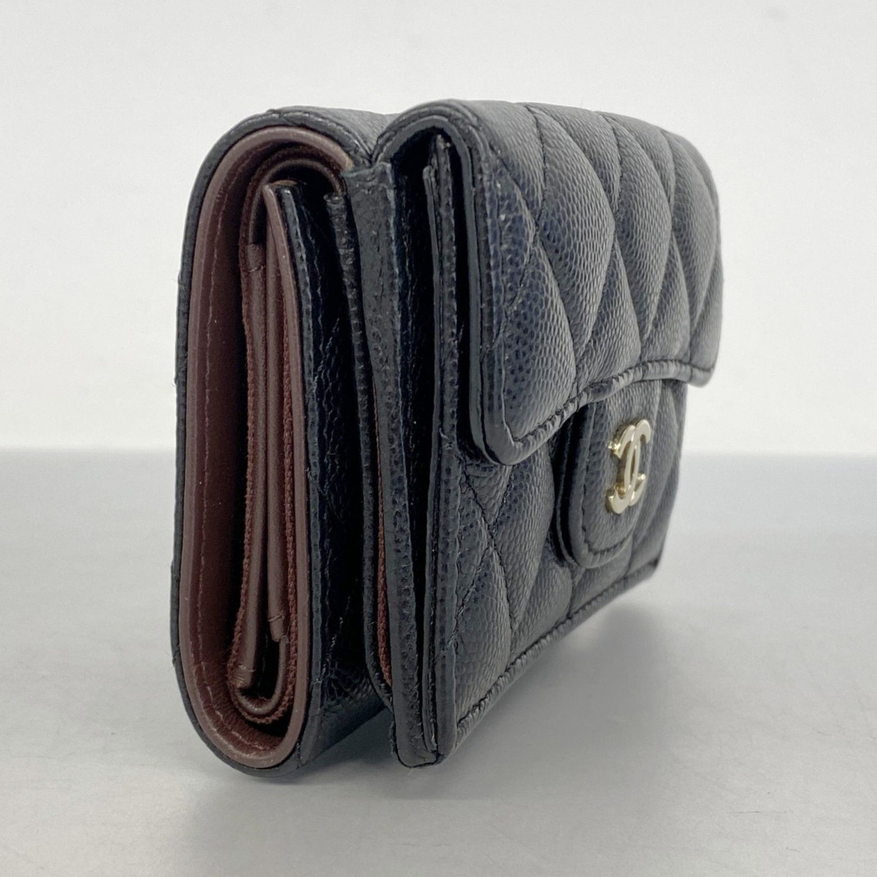 Chanel Matelasse Tri-fold Wallet in Caviar Leather, and Champagne