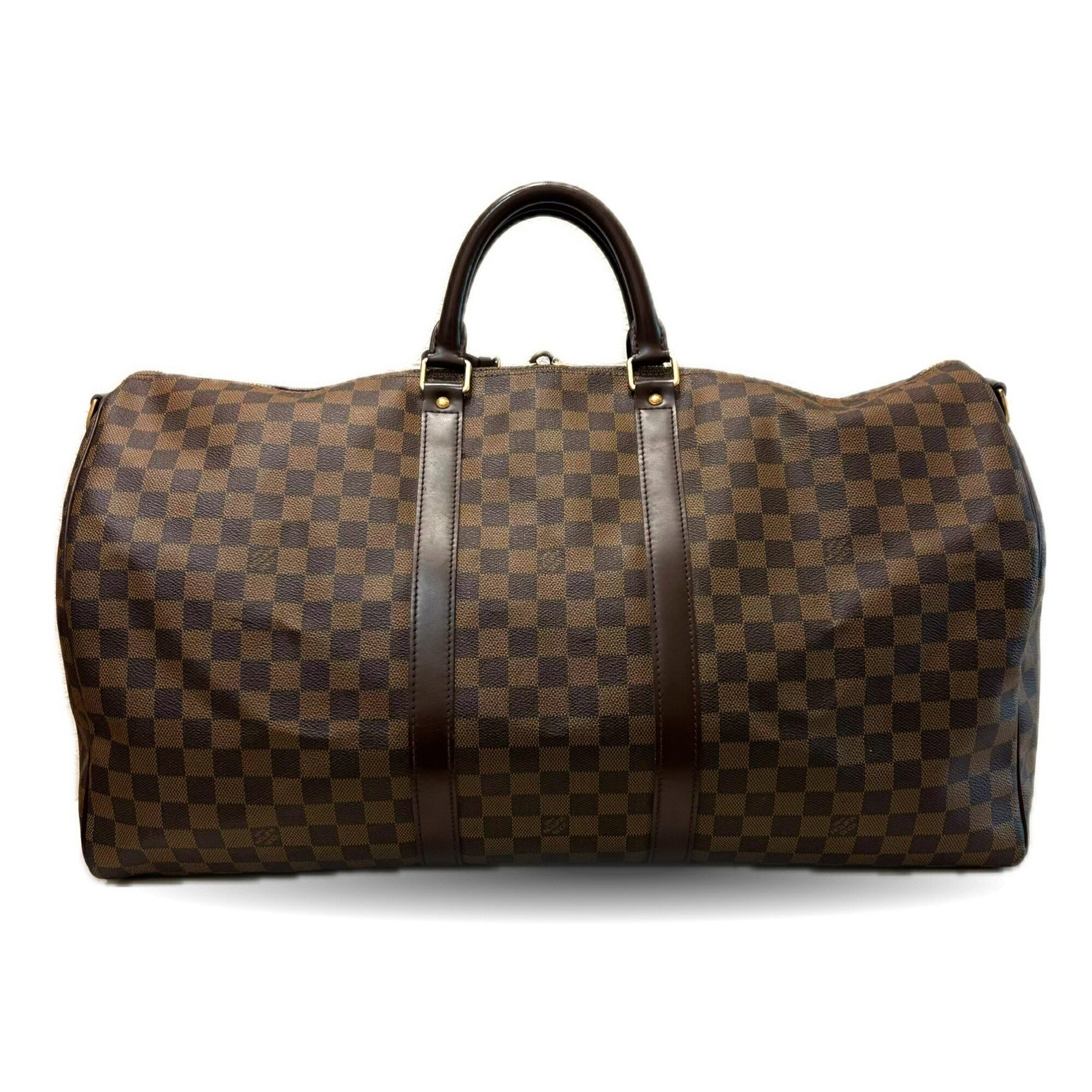 Louis Vuitton Keepall 55 Bandouliere Damier Ebene Brown Boston Bag Shoulder
