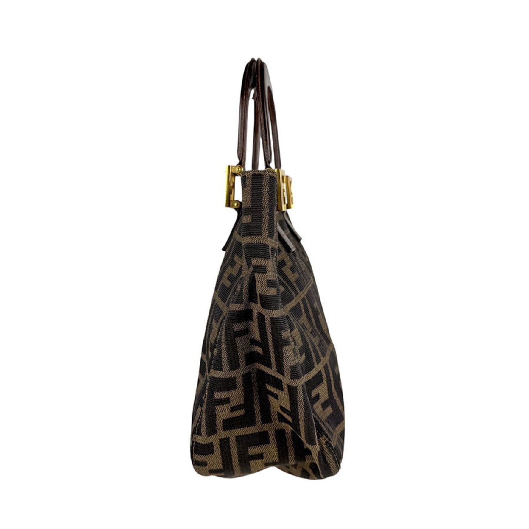Fendi Zucca nylon canvas and leather handbag
