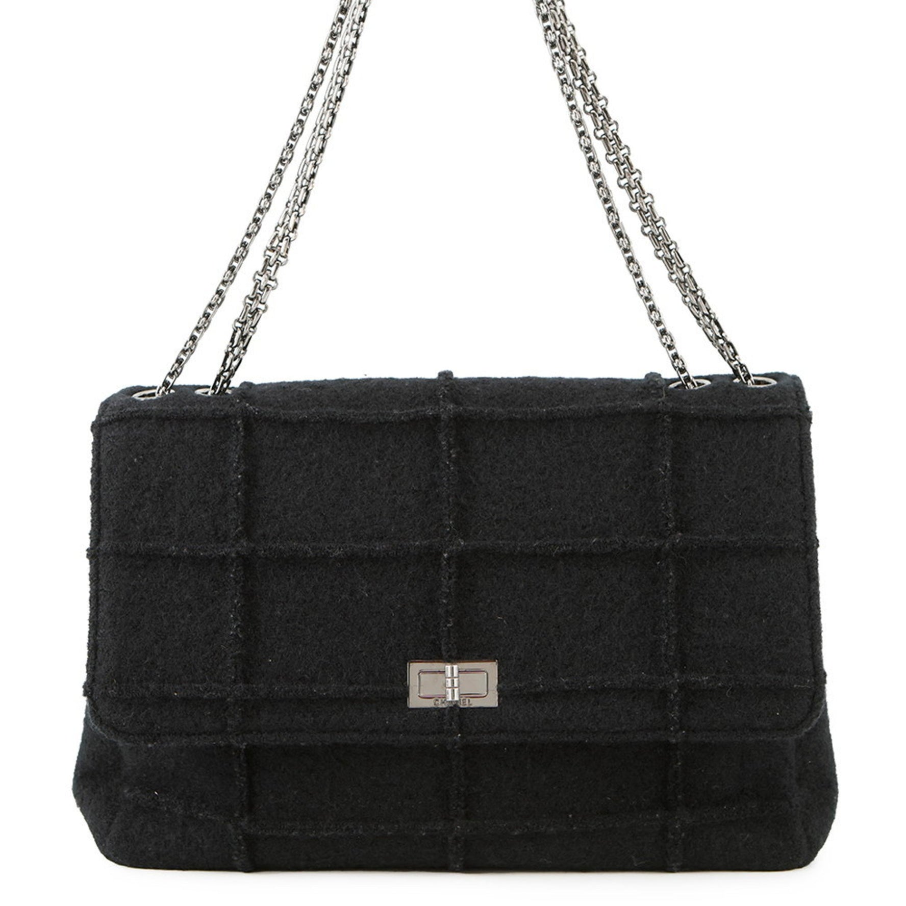 Chanel Chain Shoulder Bag 2.55 Chocolate Bar Felt
