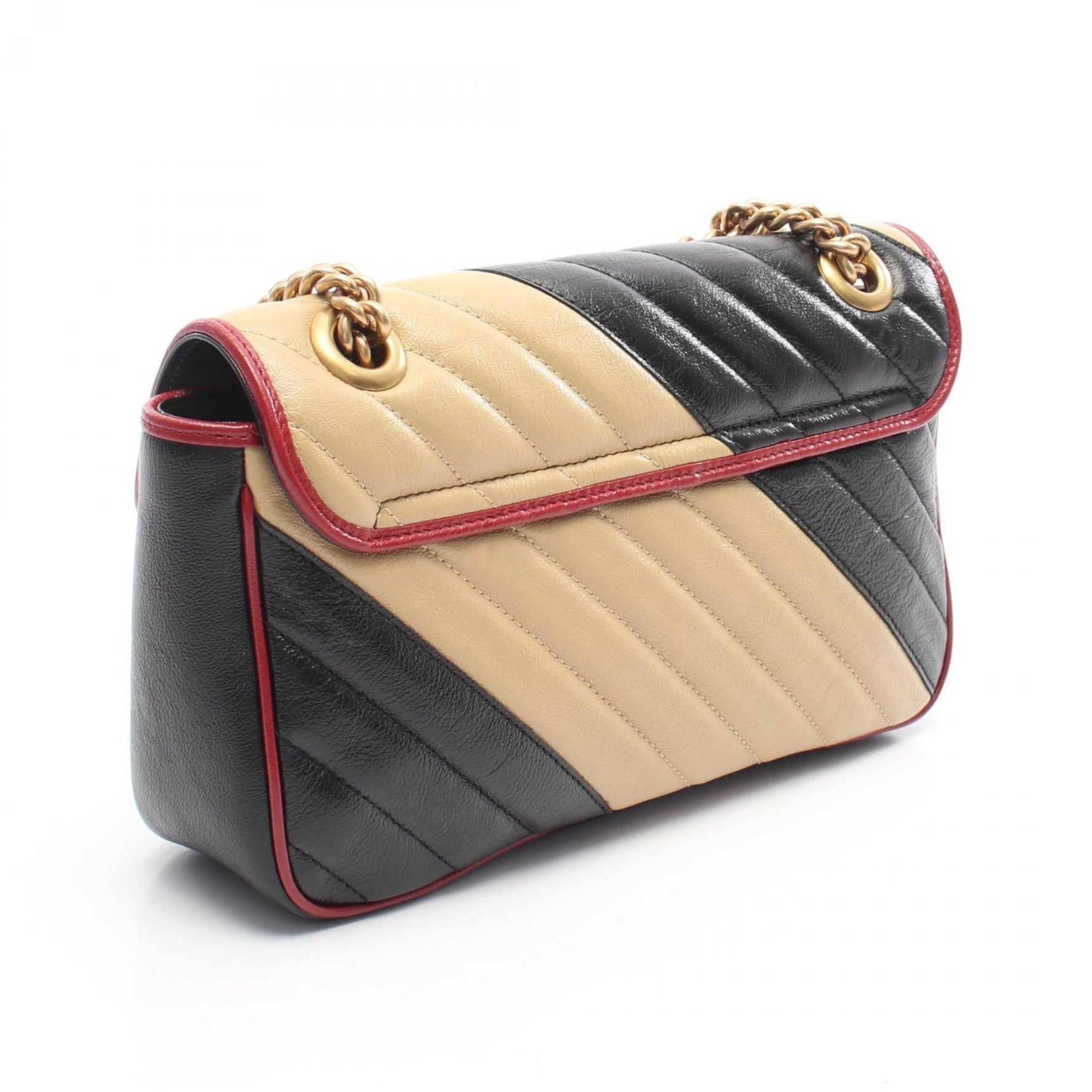 Gucci GG Marmont Quilted Small Shoulder Bag, Leather, Black, Beige, Red