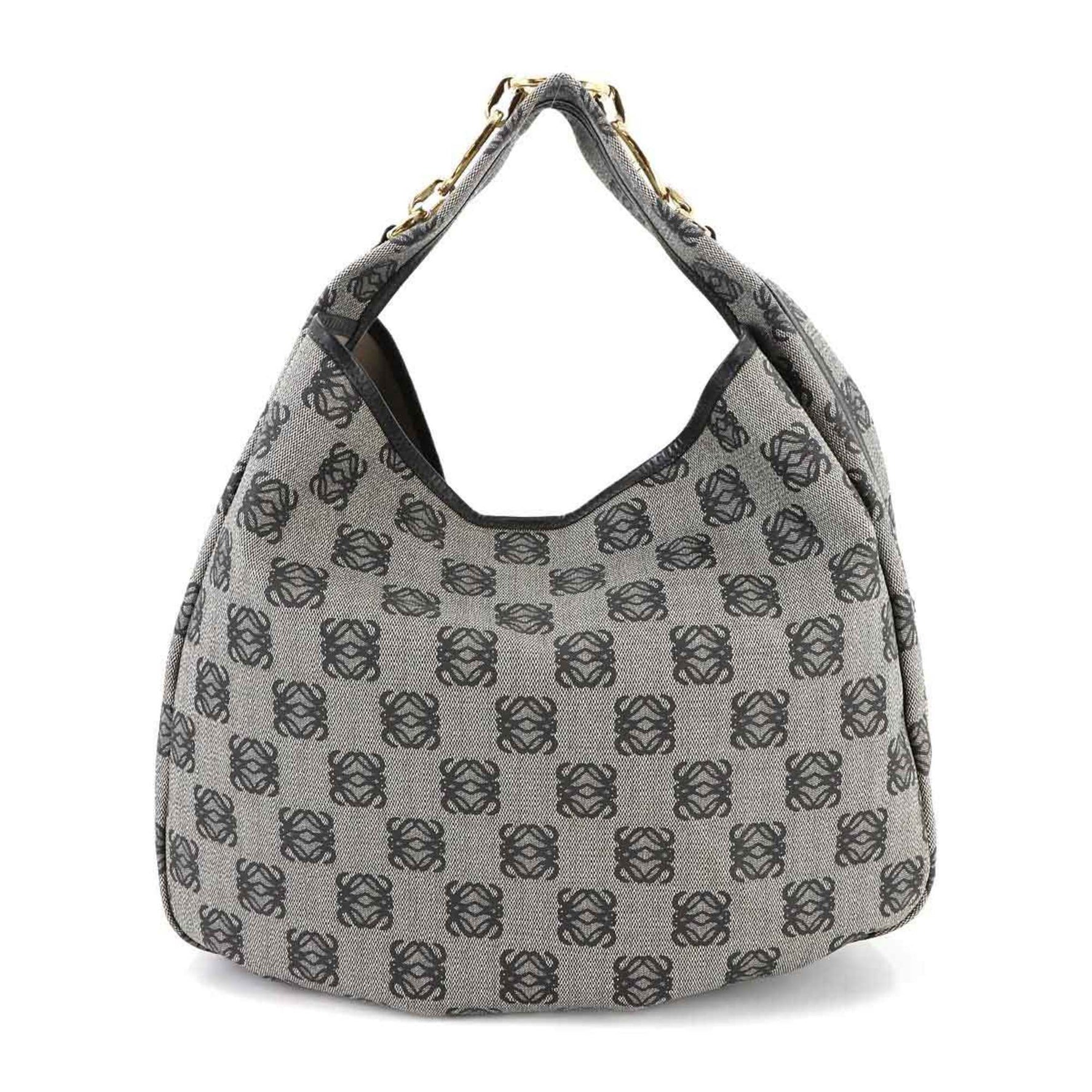 LOEWE Anagram Shoulder Bag in Grey, Black, and Gold Leather with Hardware