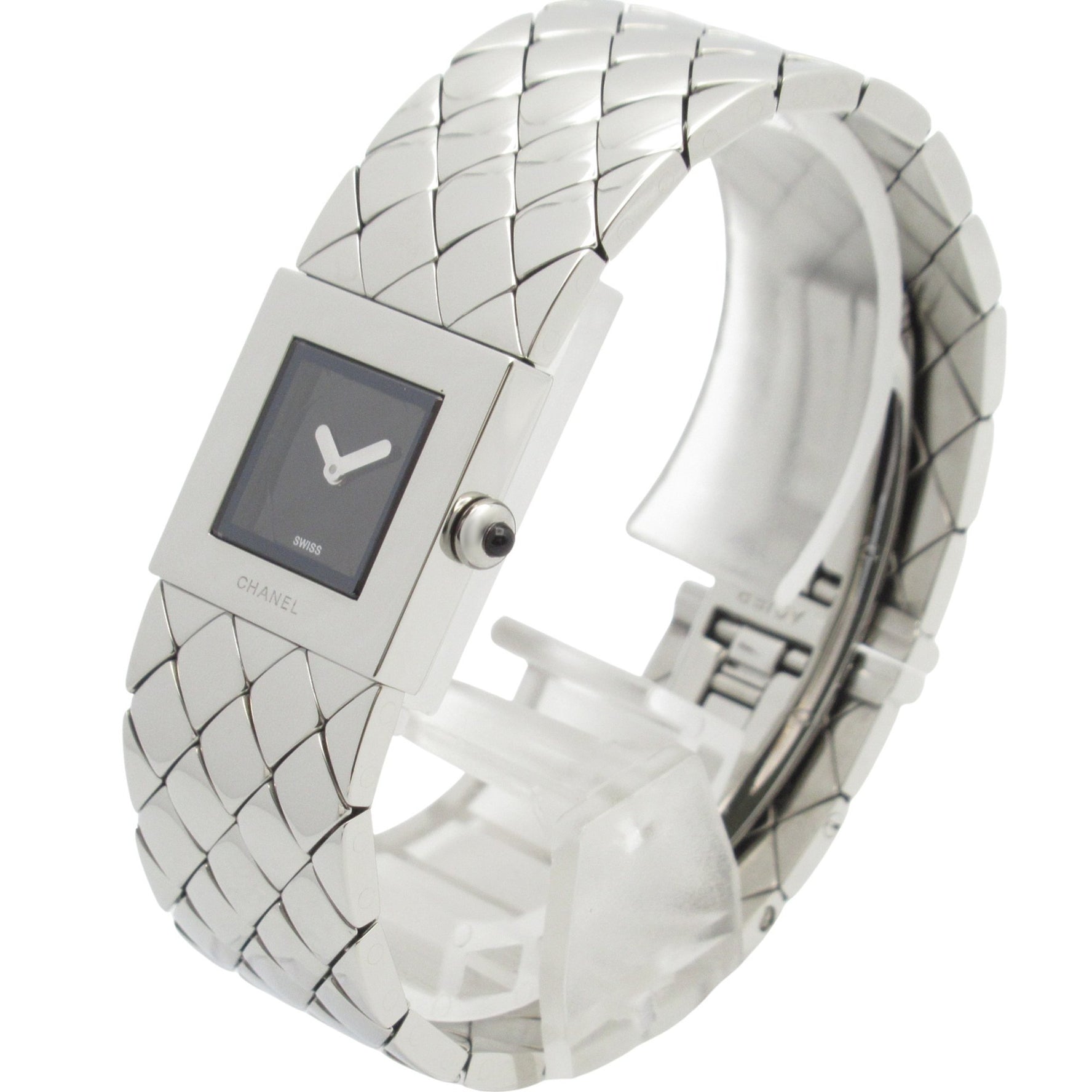 CHANEL Matelasse Watch, Stainless Steel, Black
