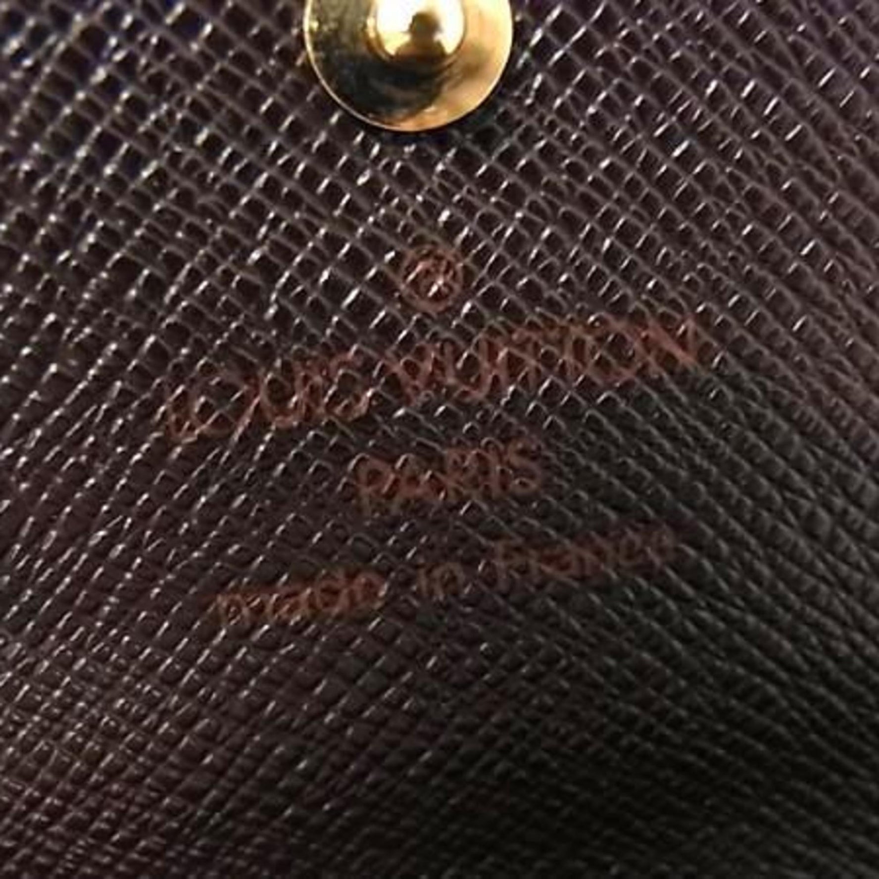 LOUIS VUITTON Louis Vuitton Damier Porte-Monnaie Carte Credit Wallet Ebene Brown Leather Tri-fold