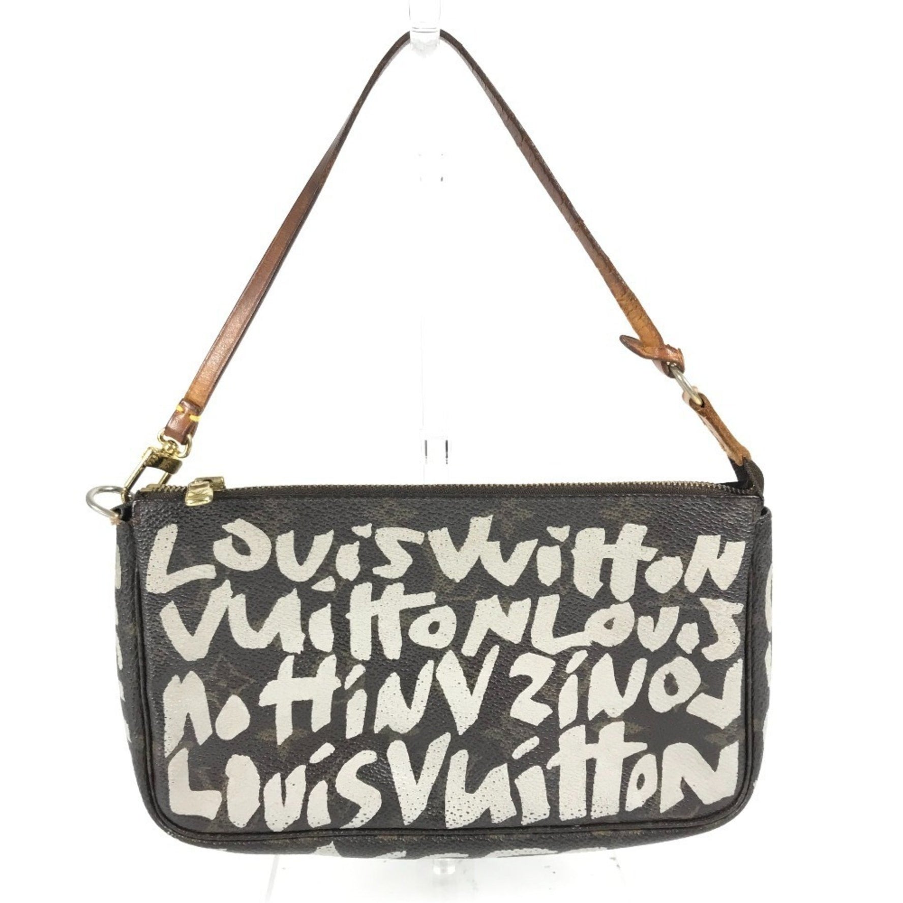 LOUIS VUITTON Monogram Graffiti Pochette Accessoires Handbag/Accessory Pouch/Shoulder Bag in Canvas, Argent, White