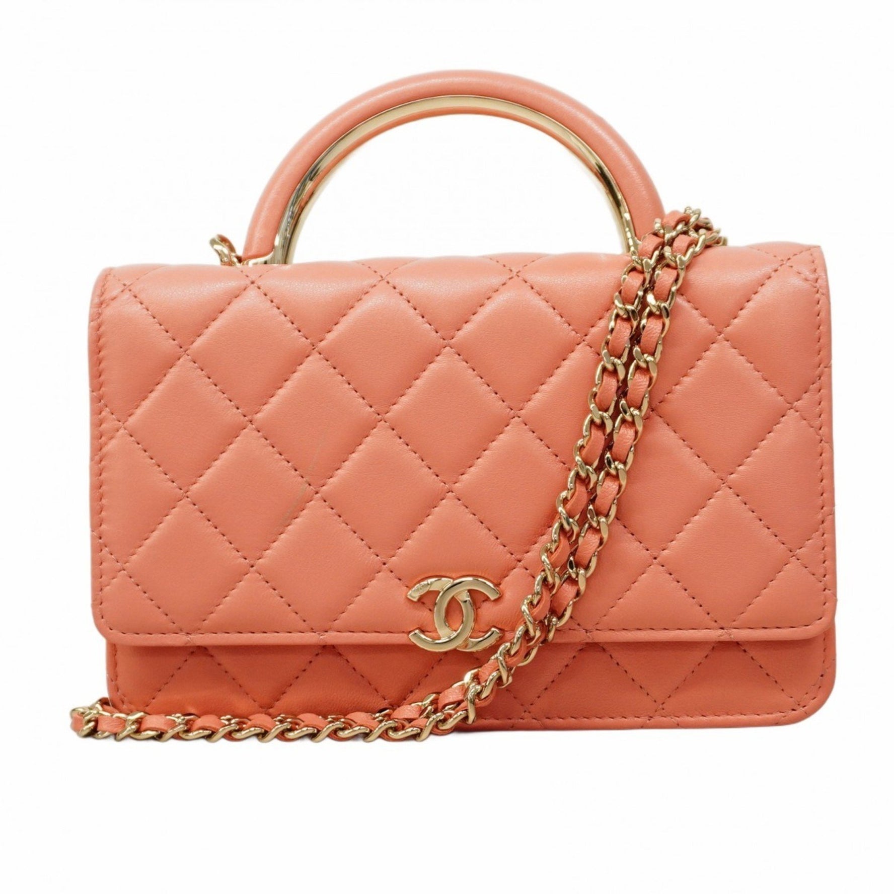 Chanel Matelasse Handbag with Chain Shoulder Strap, Lambskin, Champagne, Bag