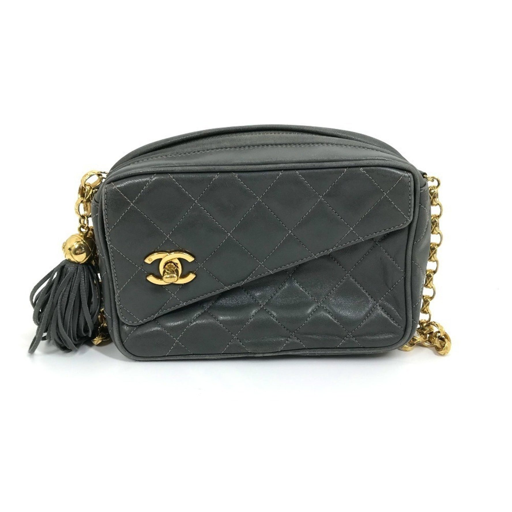 CHANEL CC Coco Mark Matelasse Fringe Single Chain Shoulder Bag in Lambskin