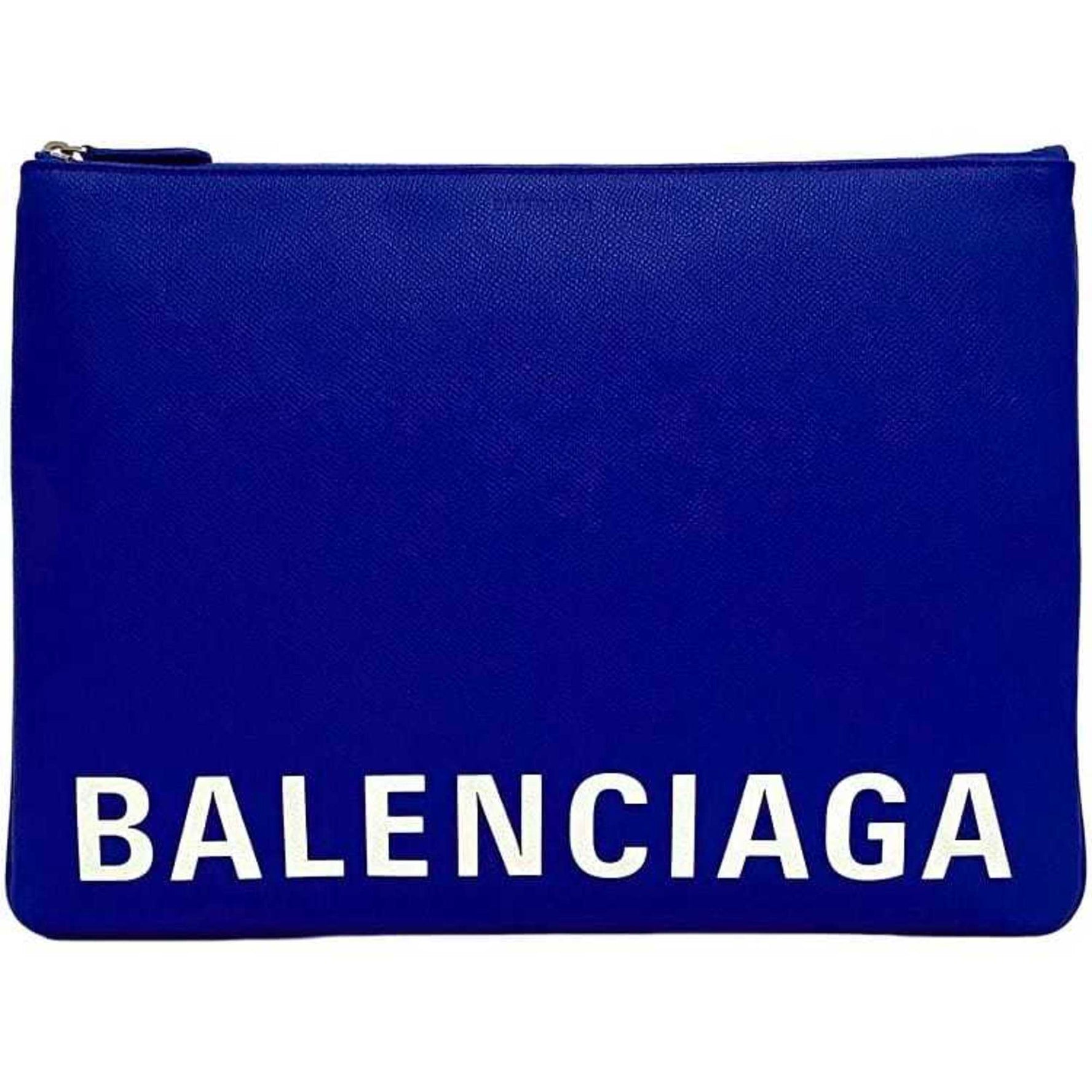 Balenciaga clutch bag blue grained leather BALENCIAGA handbag second pouch unisex accessory accent