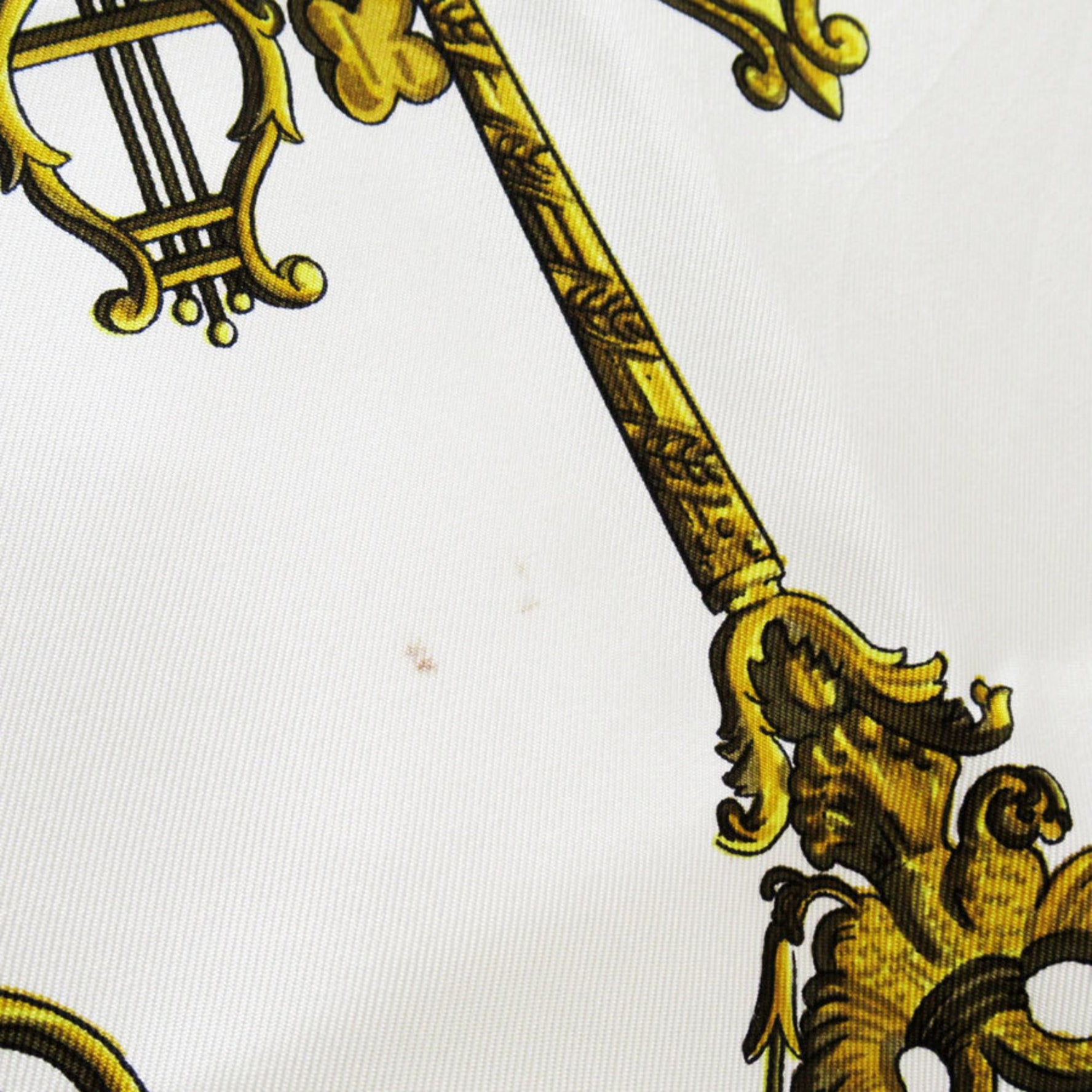 Hermes Scarf/Muffler Carre 90 LES CLES Key Silk Black x White Gold Women's t19171a