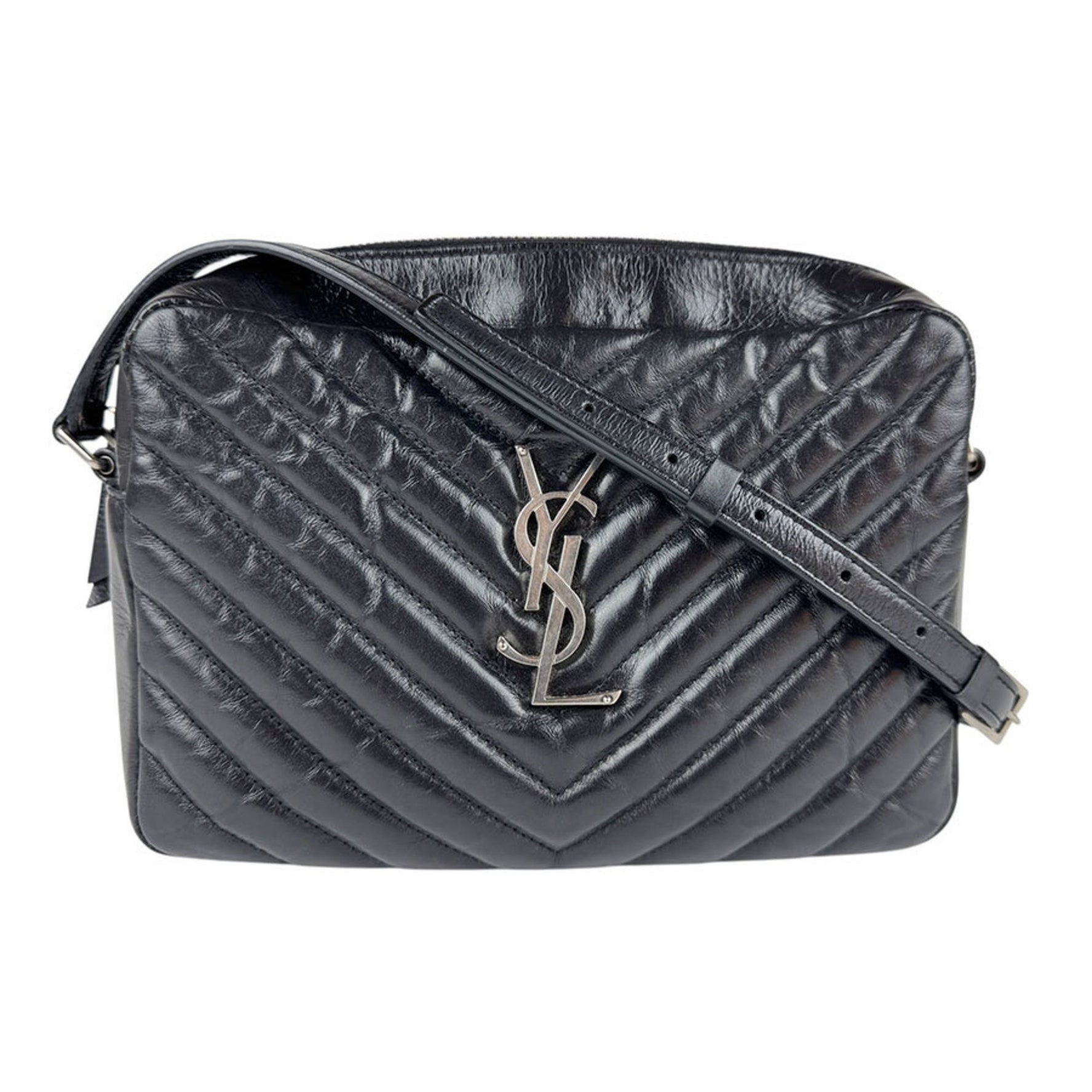 Saint Laurent shoulder bag leather black silver women's z3724