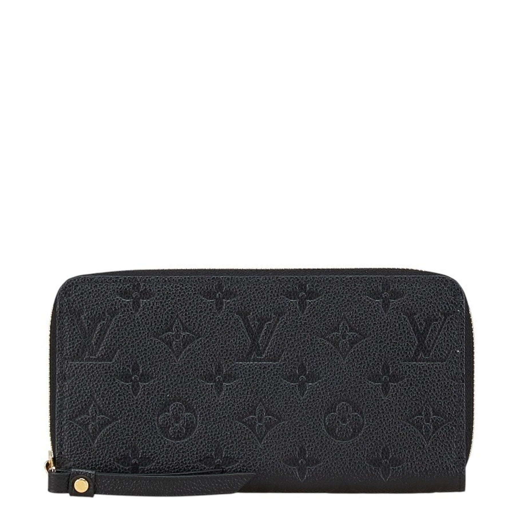 Louis Vuitton Monogram Empreinte Zippy Wallet, Round Zipper Long Wallet Noir Black Leather