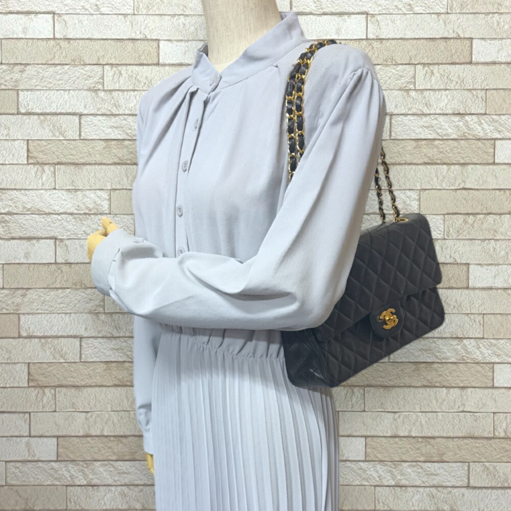 Chanel Matelasse Shoulder Bag Lambskin Black Women's W Flap Chain