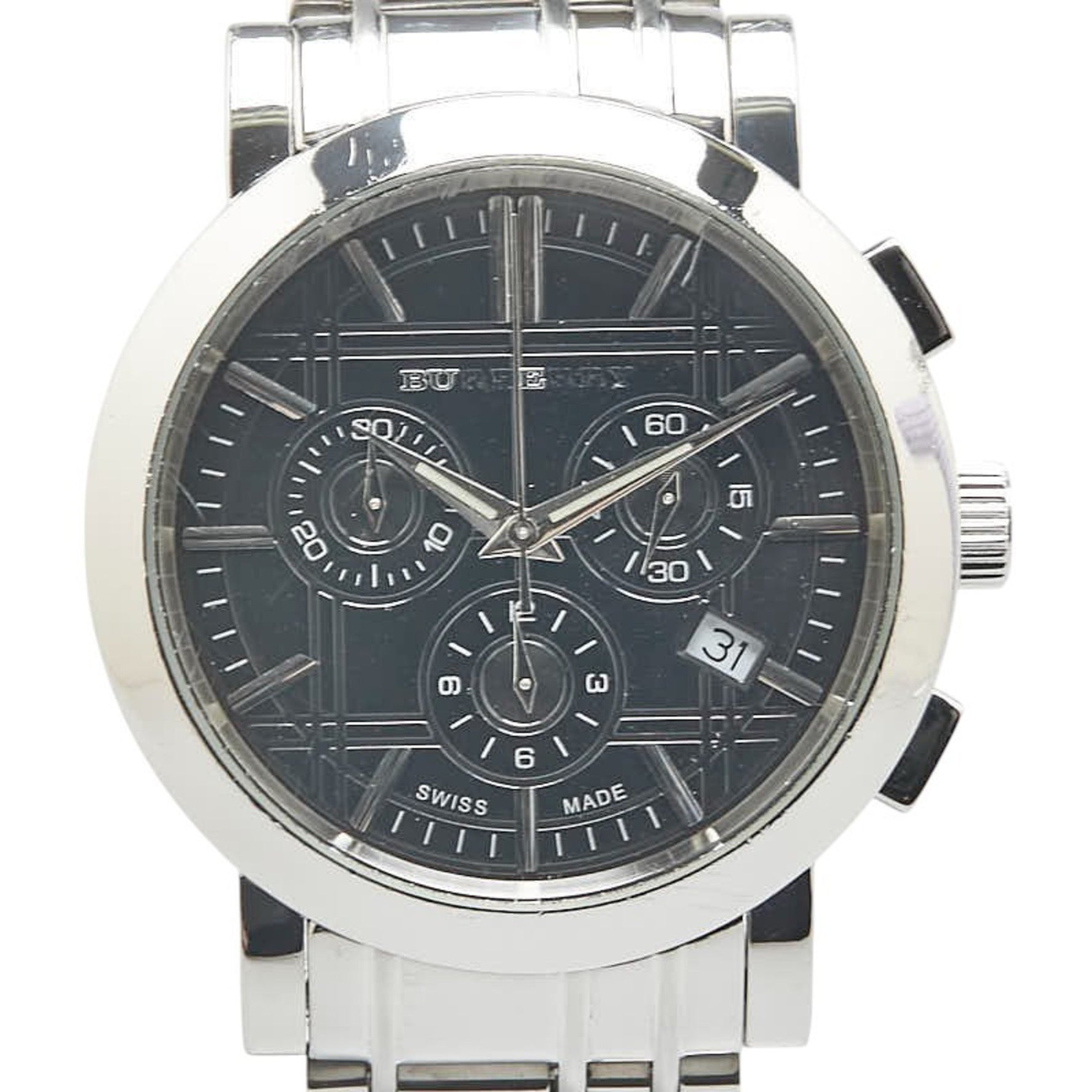 Burberry Heritage Watch BU1366 Quartz Black Dial Stainless Steel Men's BURBERRY
