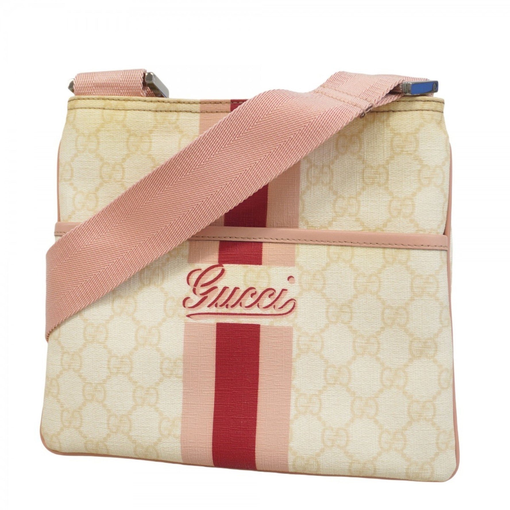 Gucci GG Supreme Shoulder Bag Ivory Pink