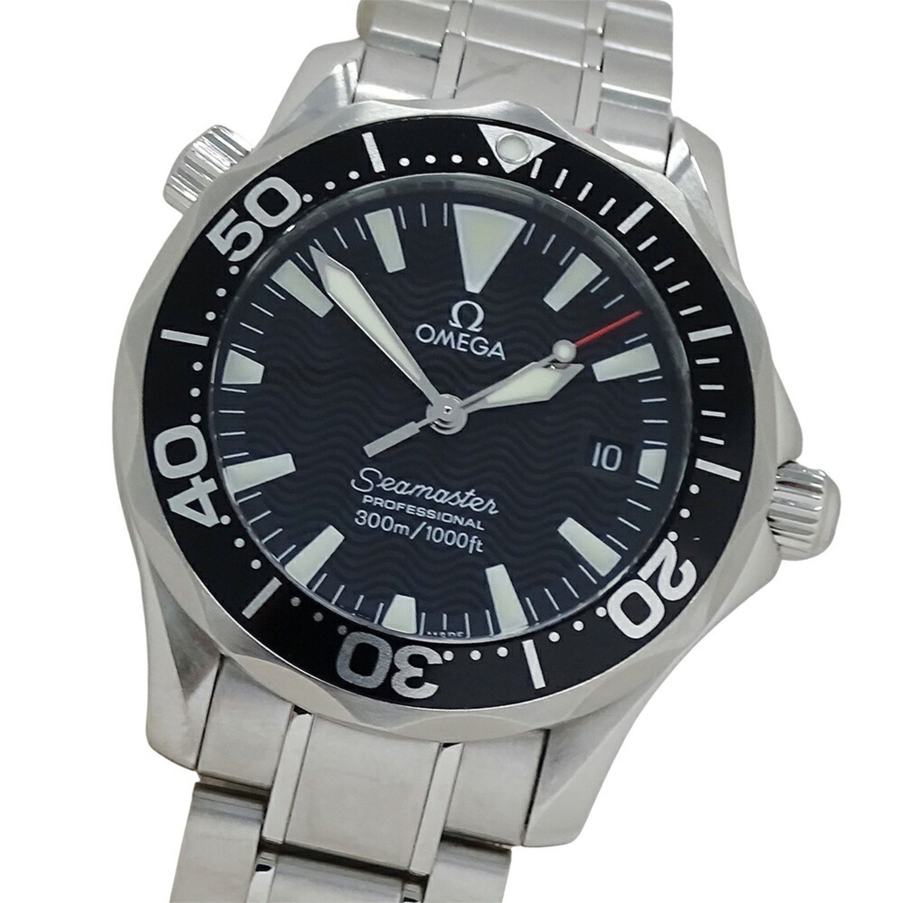 OMEGA Seamaster 2262.50 Boys' Professional Watch, 300m, Date, Quartz, Stainless Steel, Silver/Black, Polished