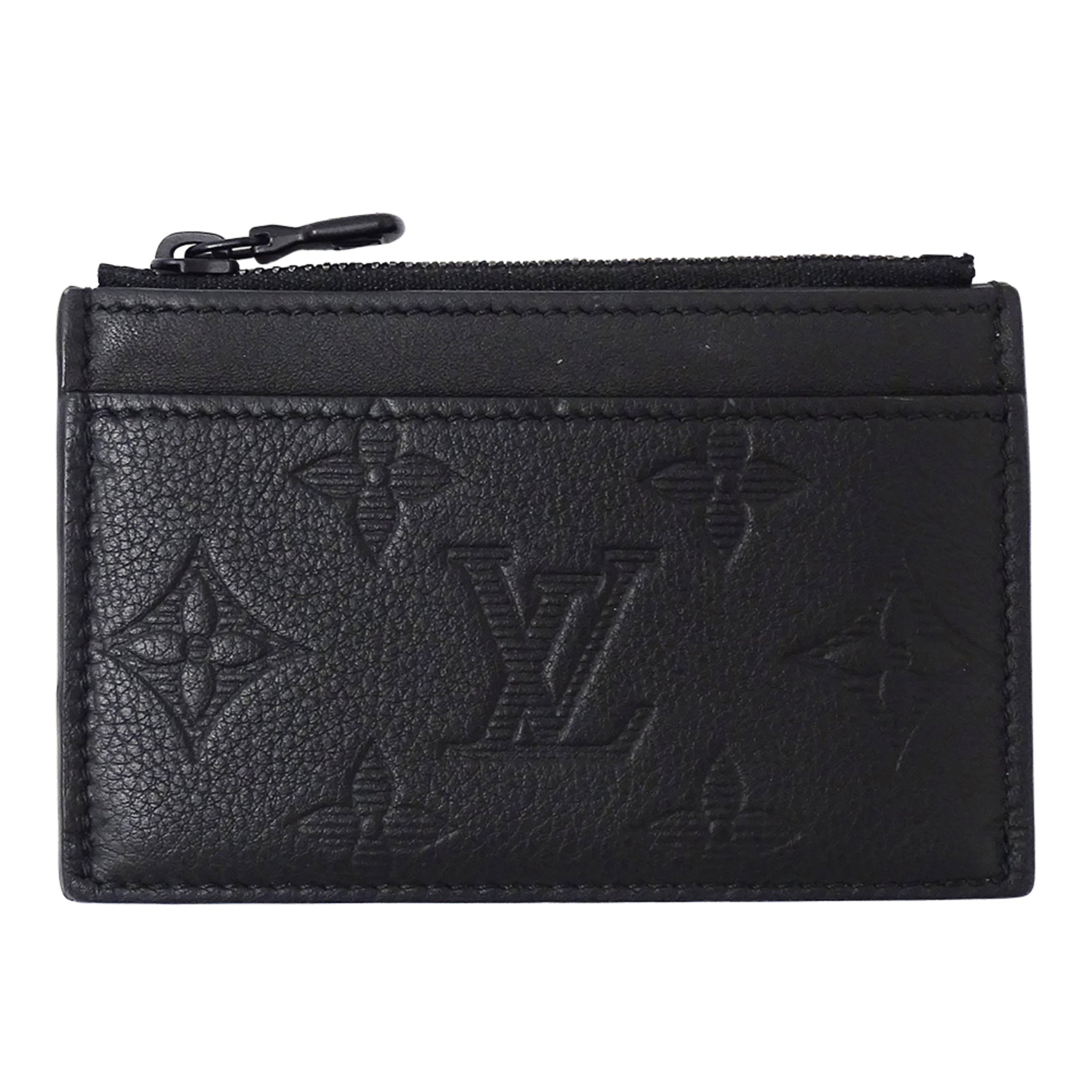 Louis Vuitton Monogram Shadow Wallet, Brand Coin Case, Card Compact Holder, Noir, Black