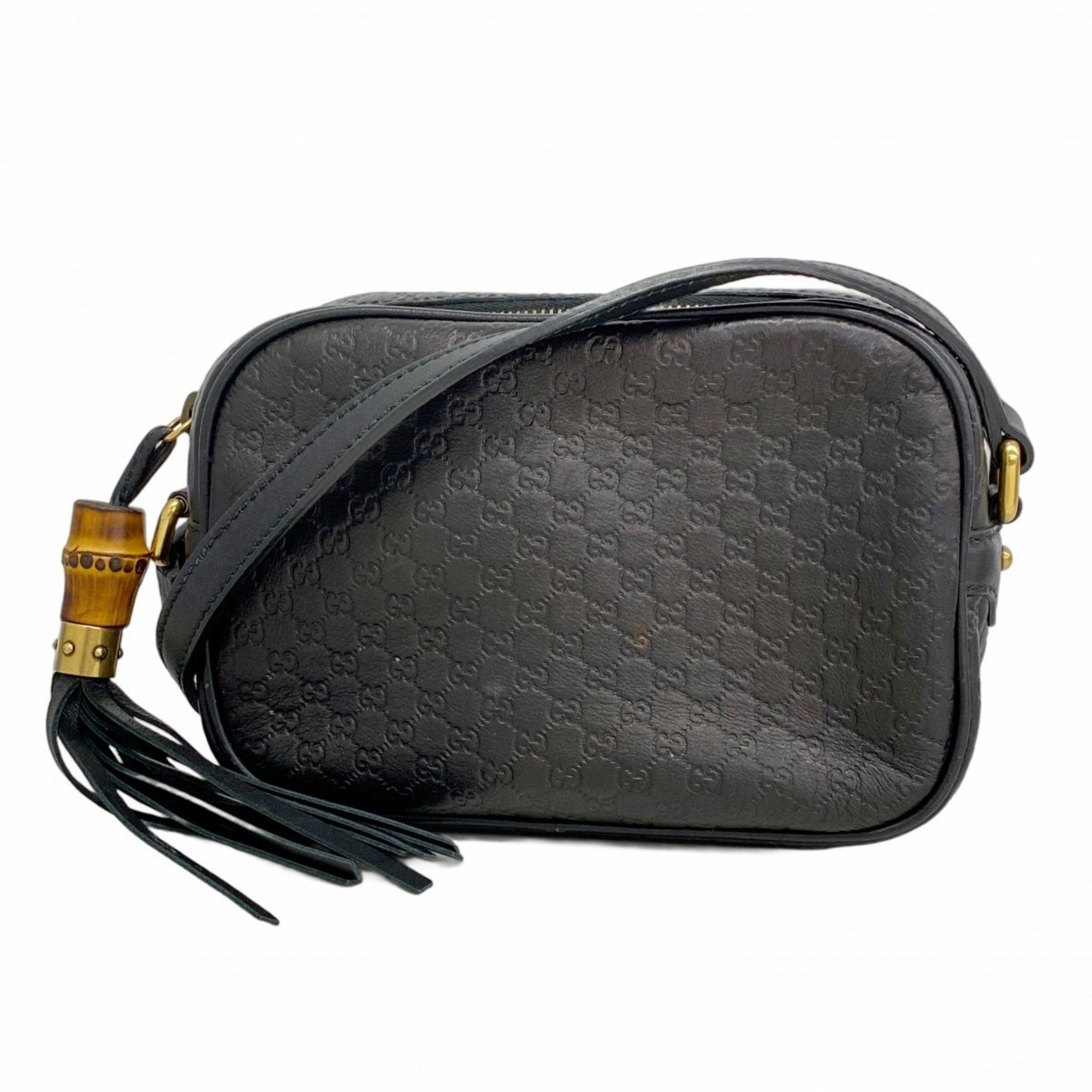 Gucci Micro Guccissima GG Blooms Shoulder Bag Leather Black Women's