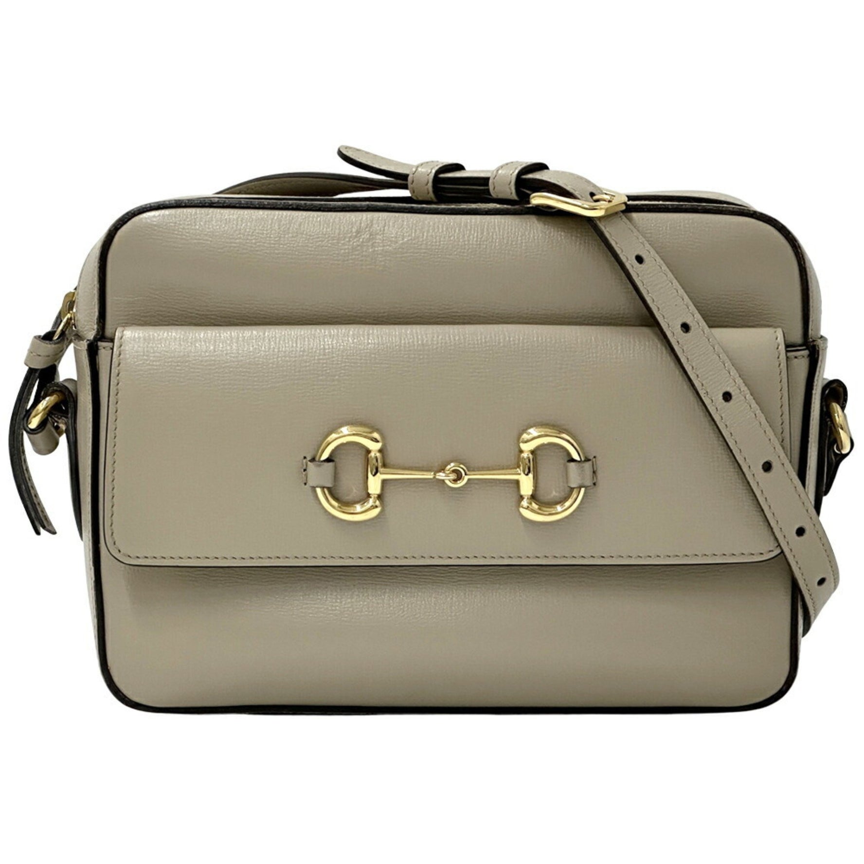 Gucci Horsebit Shoulder Bag in Beige and Gold Leather Japan Exclusive