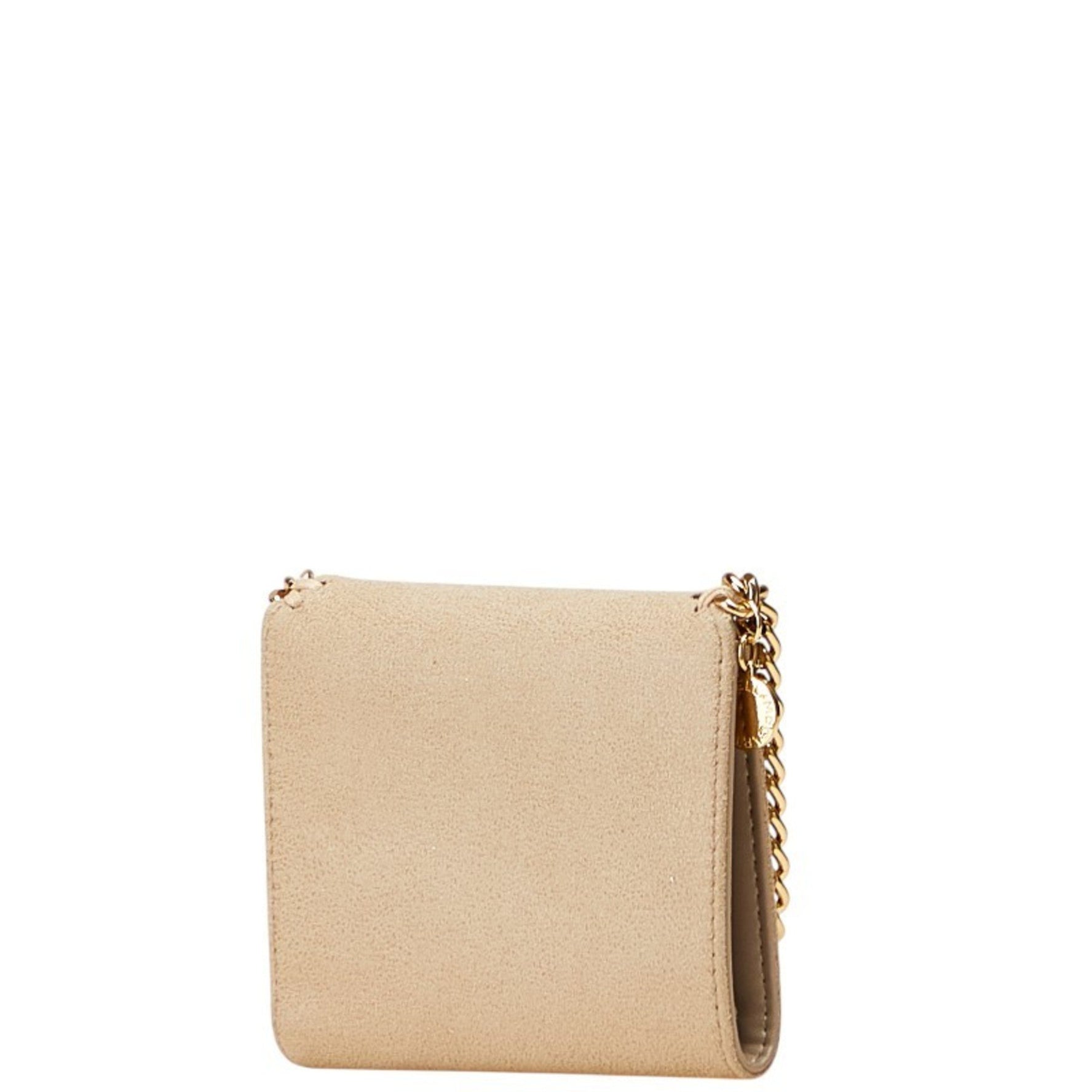 Stella McCartney Falabella Tri-fold Wallet in and Gold Suede Leather