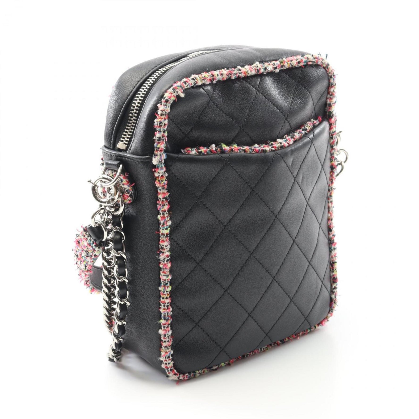 Chanel Matelasse Shoulder Bag in Lambskin Fabric, Black and Multicolor
