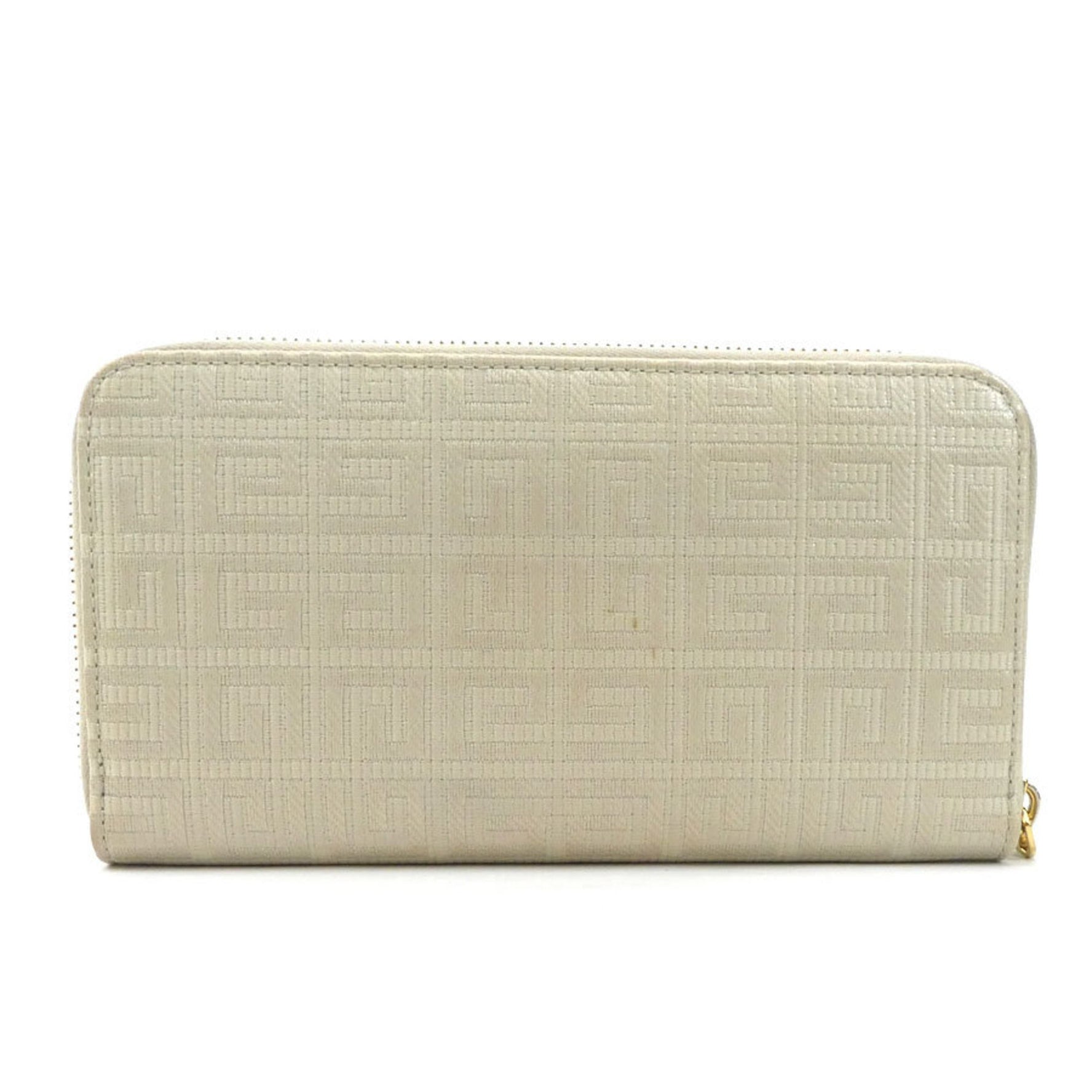 Givenchy Round Long Wallet Coated Canvas Light Beige Gold Men's
