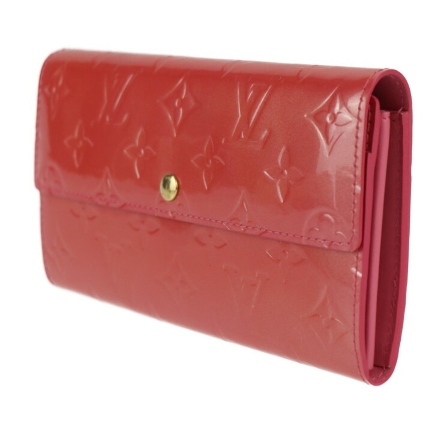 LOUIS VUITTON Louis Vuitton Portefeuille Sarah Long Wallet M9140F Monogram Vernis Raspberry Flap