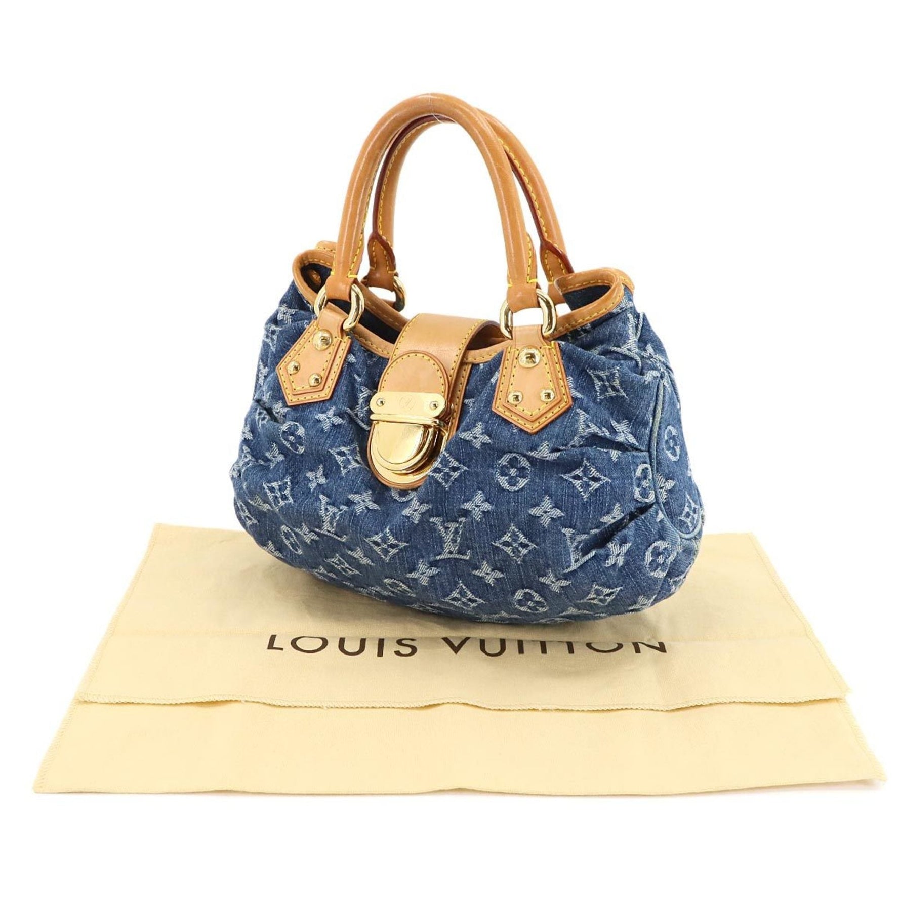 Louis Vuitton Monogram Denim Pretty Handbag, Canvas, Leather, Gold Hardware, Pleaty