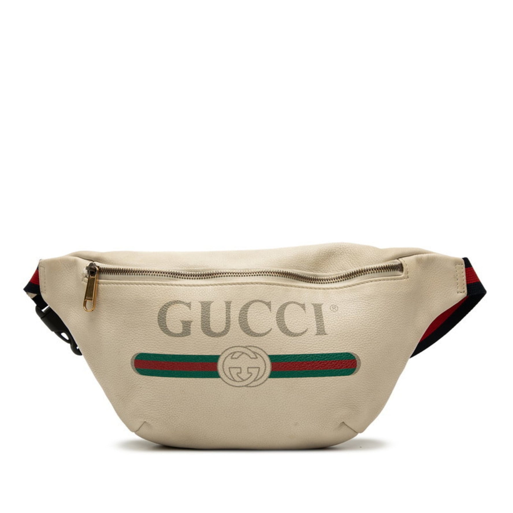Gucci Logo Sherry Line Body Bag, Waist Shoulder Bag Beige Multicolor Leather