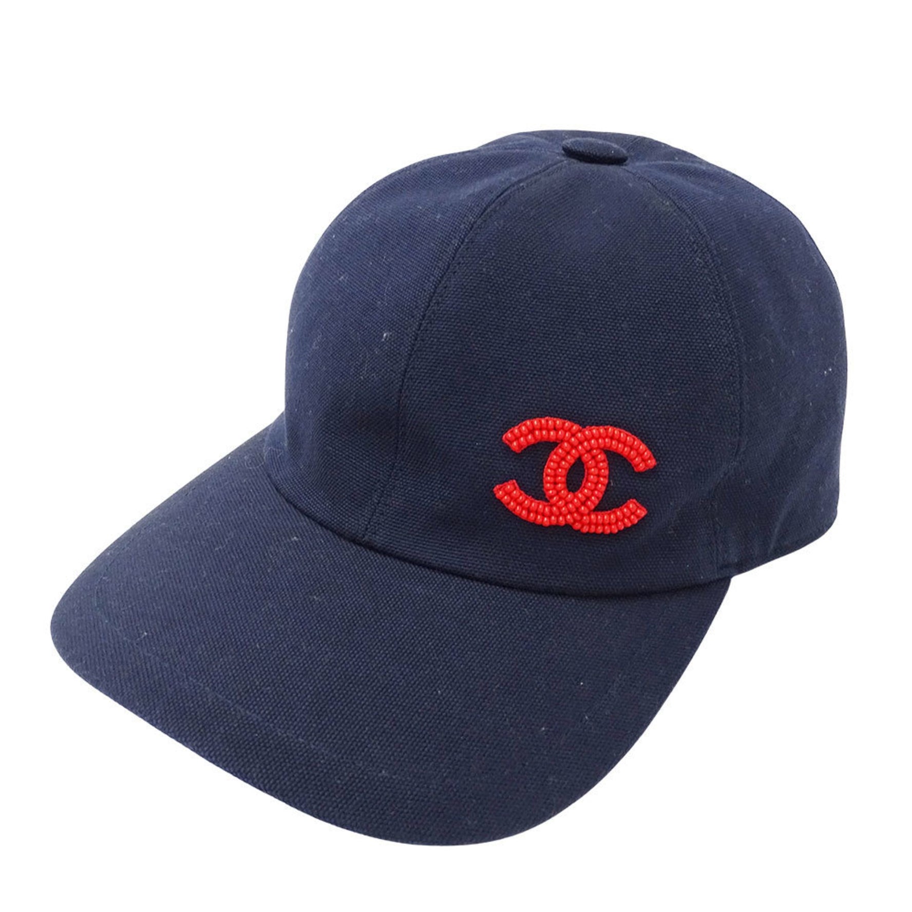 CHANEL Brand Cotton Baseball Cap with Silver Hardware