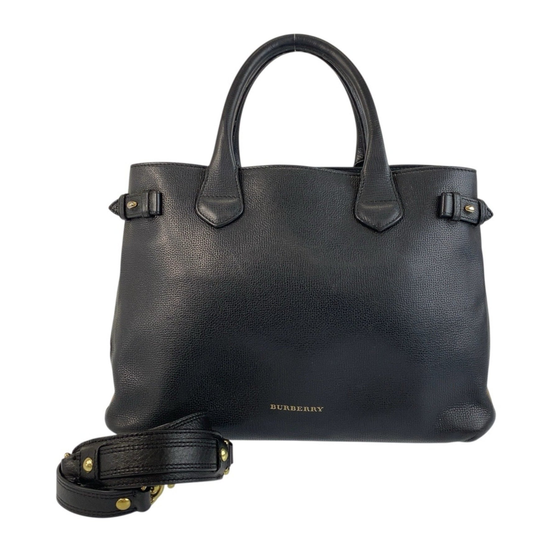 BURBERRY Black/Multicolored with Gold Hardware, Leather and Canvas Tote/Shoulder Bag