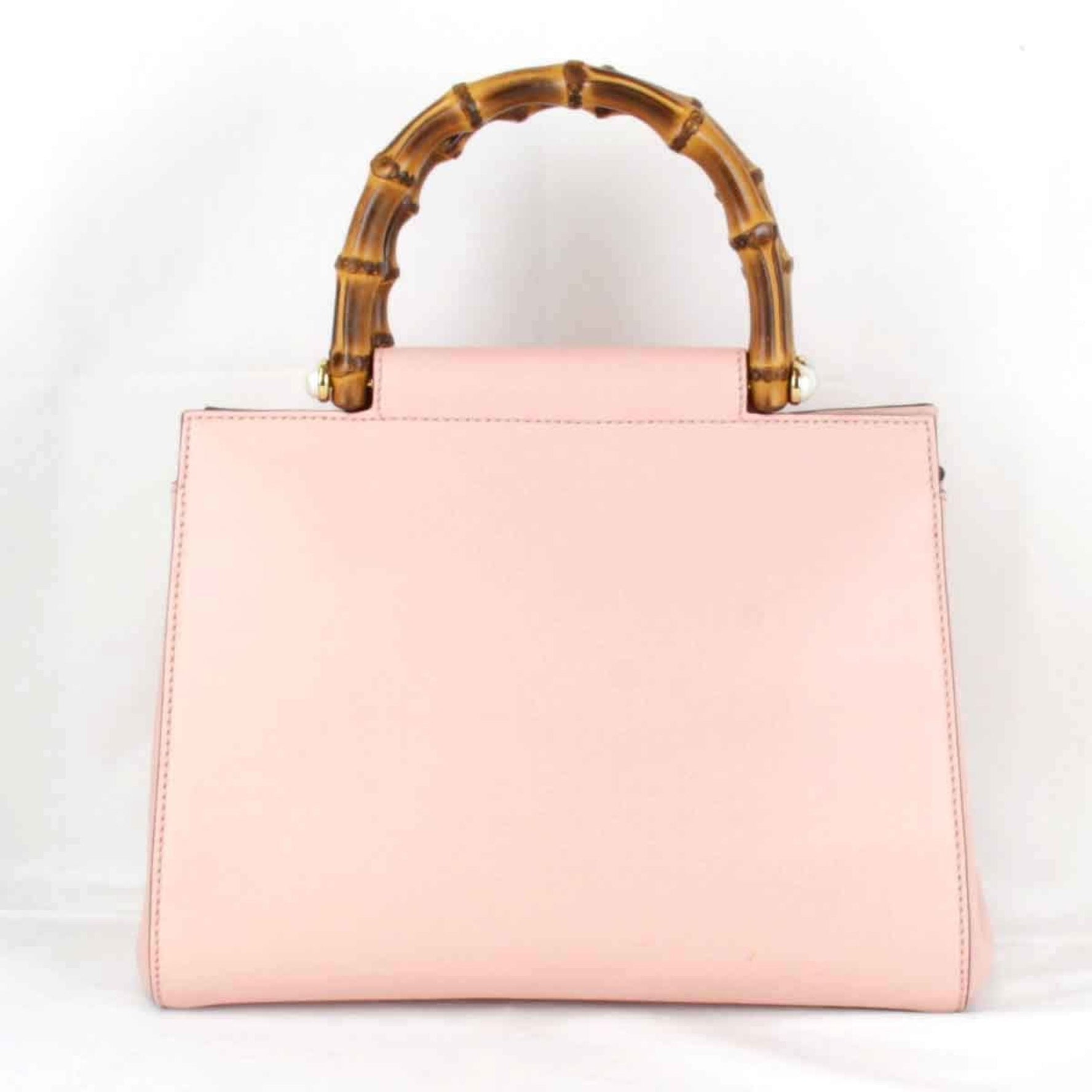 GUCCI Bamboo Handle Handbag Leather Pink Women's