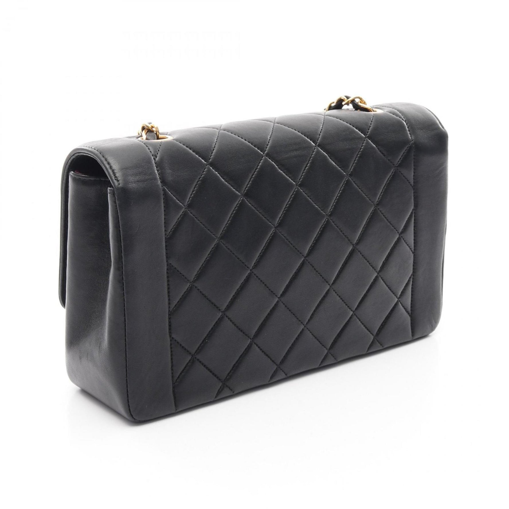 CHANEL Matelasse Diana Flap Shoulder Bag in Lambskin Leather, Black, Women's, A01165