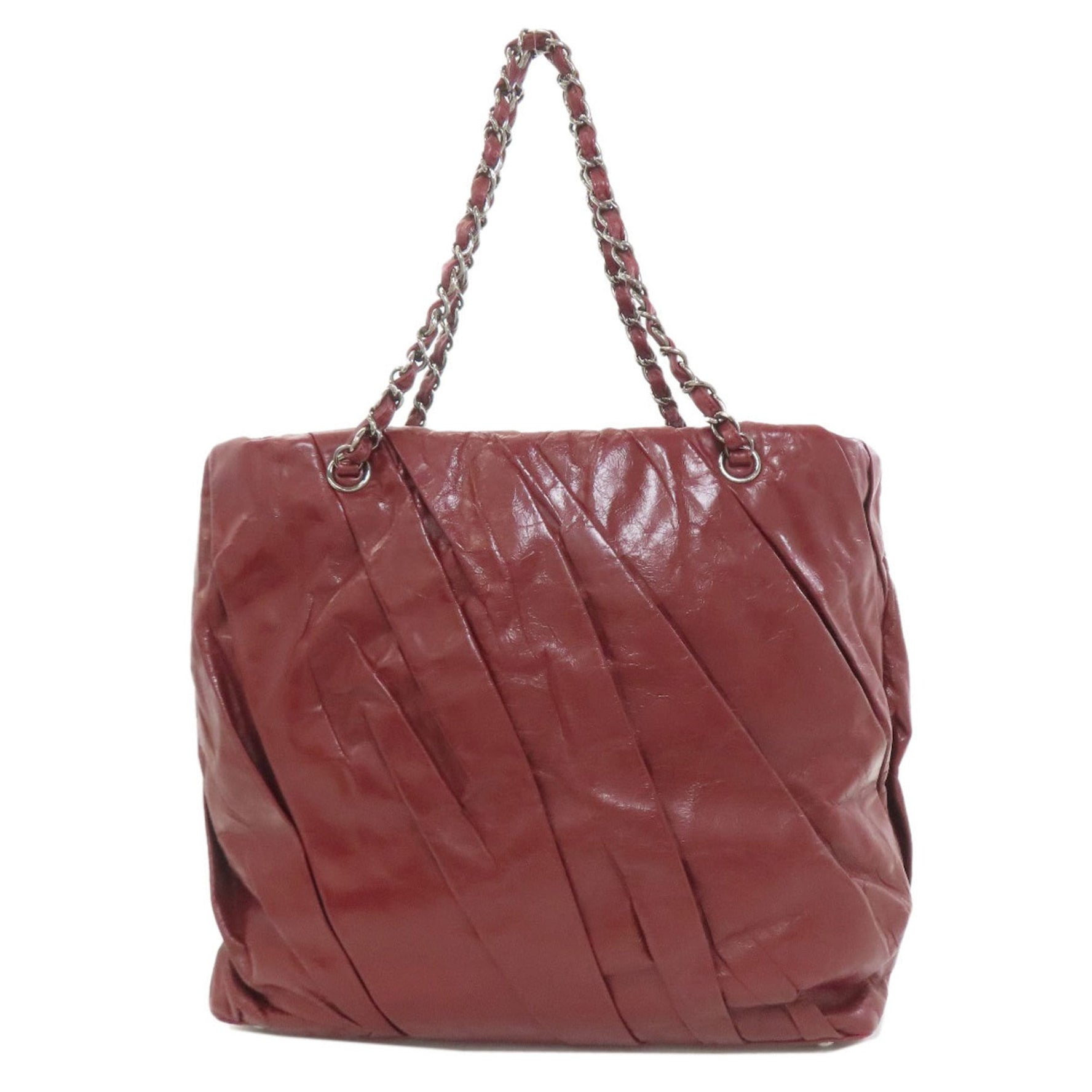 Chanel Chain Tote Bag with Coco Mark and Silver Hardware, Calfskin Leather