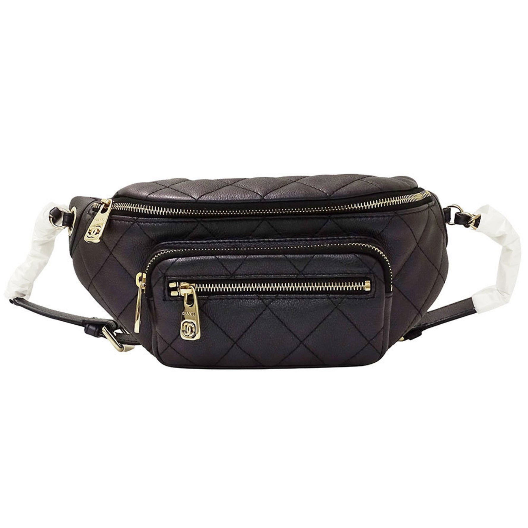 CHANEL Women's Bag, Body Waist Matelasse Leather, Black, Compact
